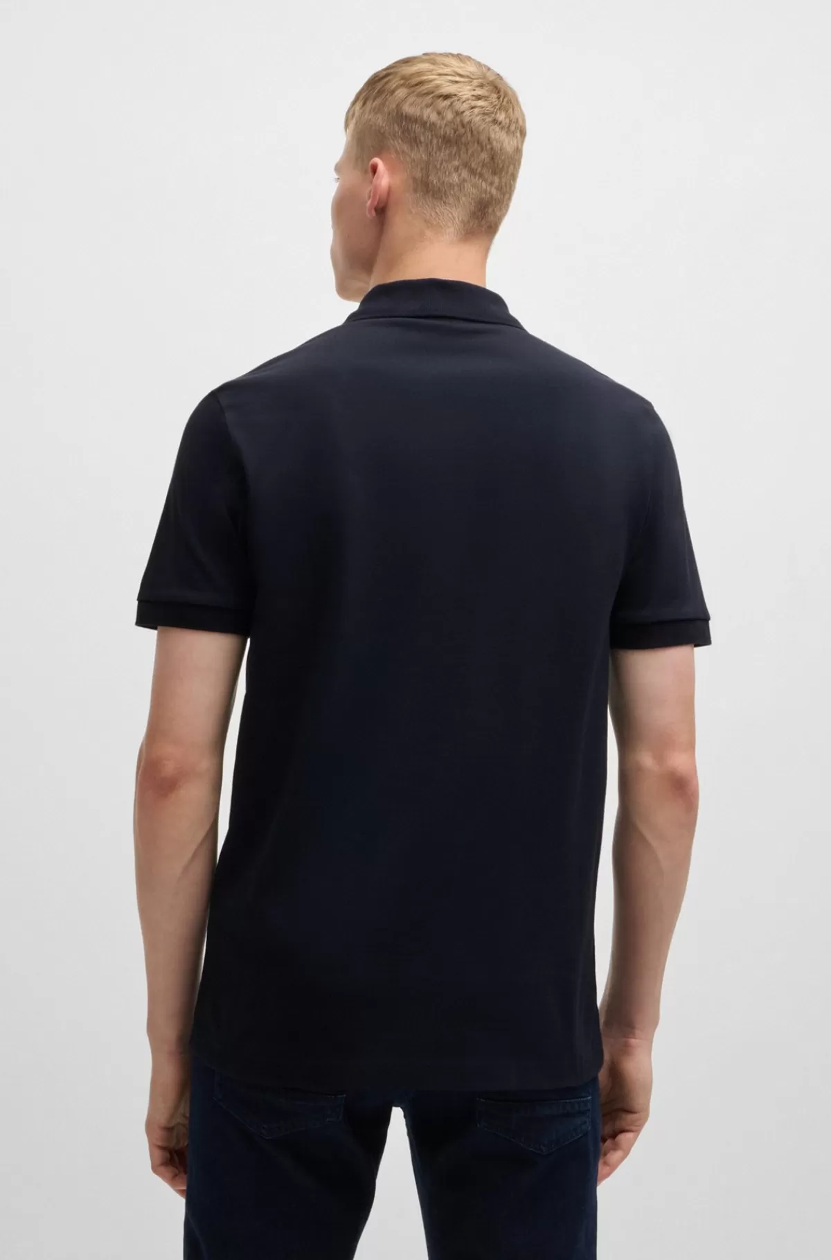 HUGO BOSS Poloshirt Med Slim Fit I Bomuld Med Stræk Og Logomærke Mørkeblå Store