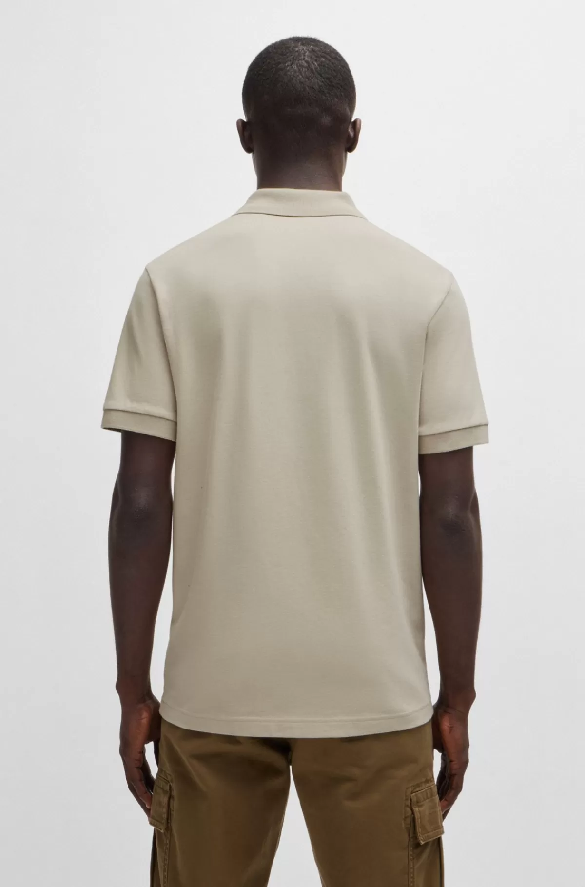 HUGO BOSS Poloshirt Med Slim Fit I Bomuld Med Stræk Og Logomærke Lys beige Fashion