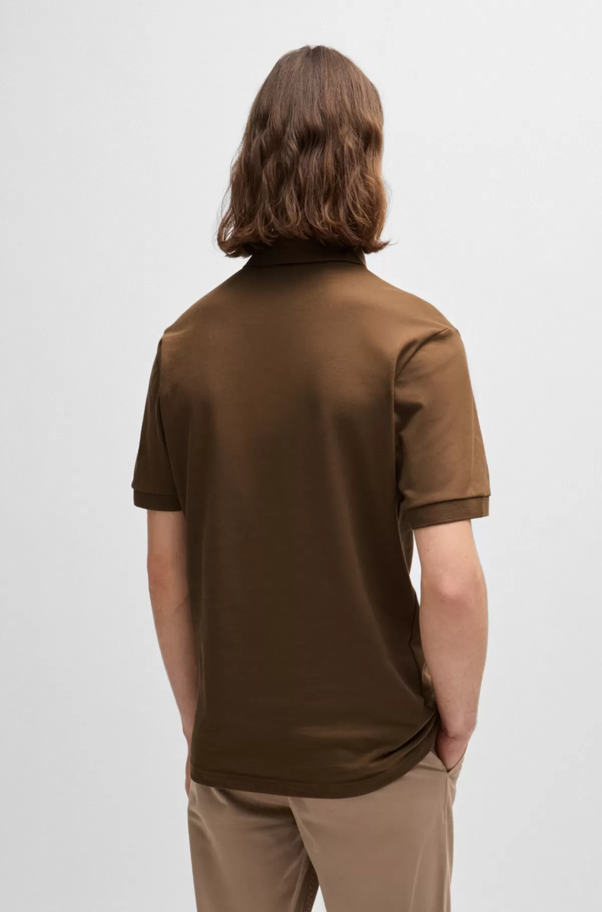 HUGO BOSS Poloshirt Med Slim Fit I Bomuld Med Stræk Og Logomærke Brun Best Sale