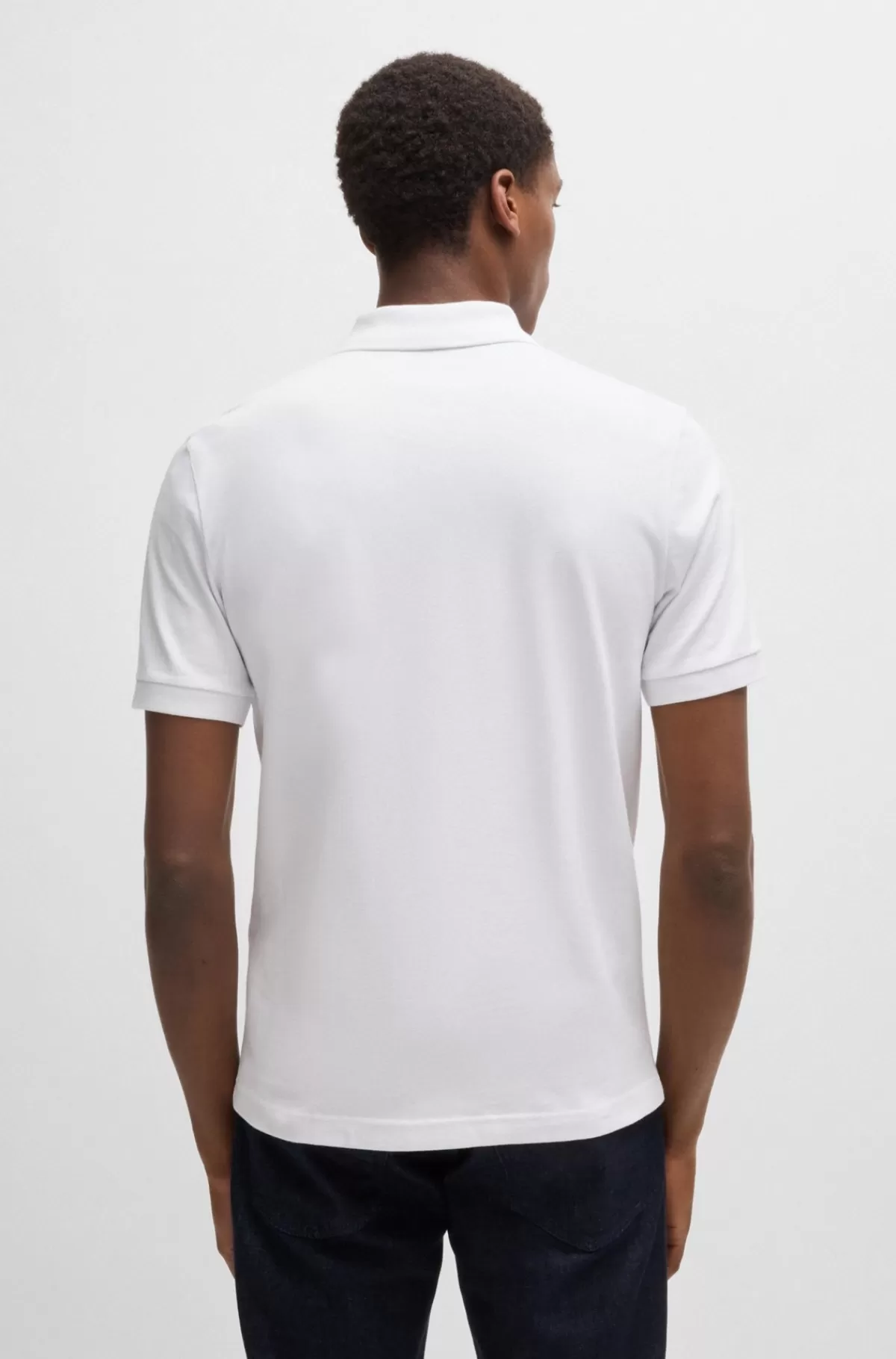 HUGO BOSS Poloshirt Med Slim Fit I Bomuld Med Stræk Og Logomærke Hvid Cheap