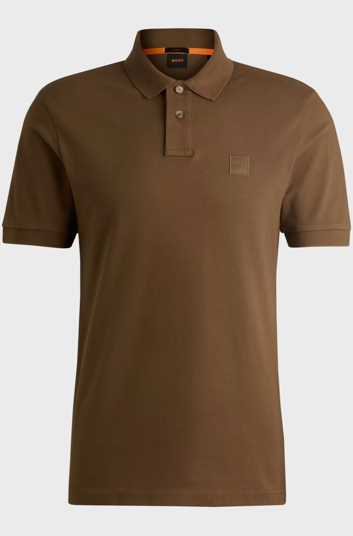 HUGO BOSS Poloshirt Med Slim Fit I Bomuld Med Stræk Og Logomærke Brun Best Sale