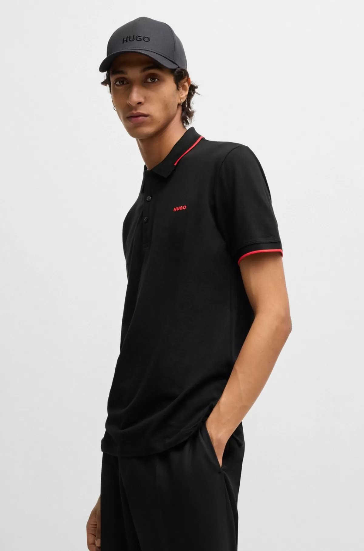 HUGO BOSS Poloshirt Med Slim Fit Og Logoprint Sort New
