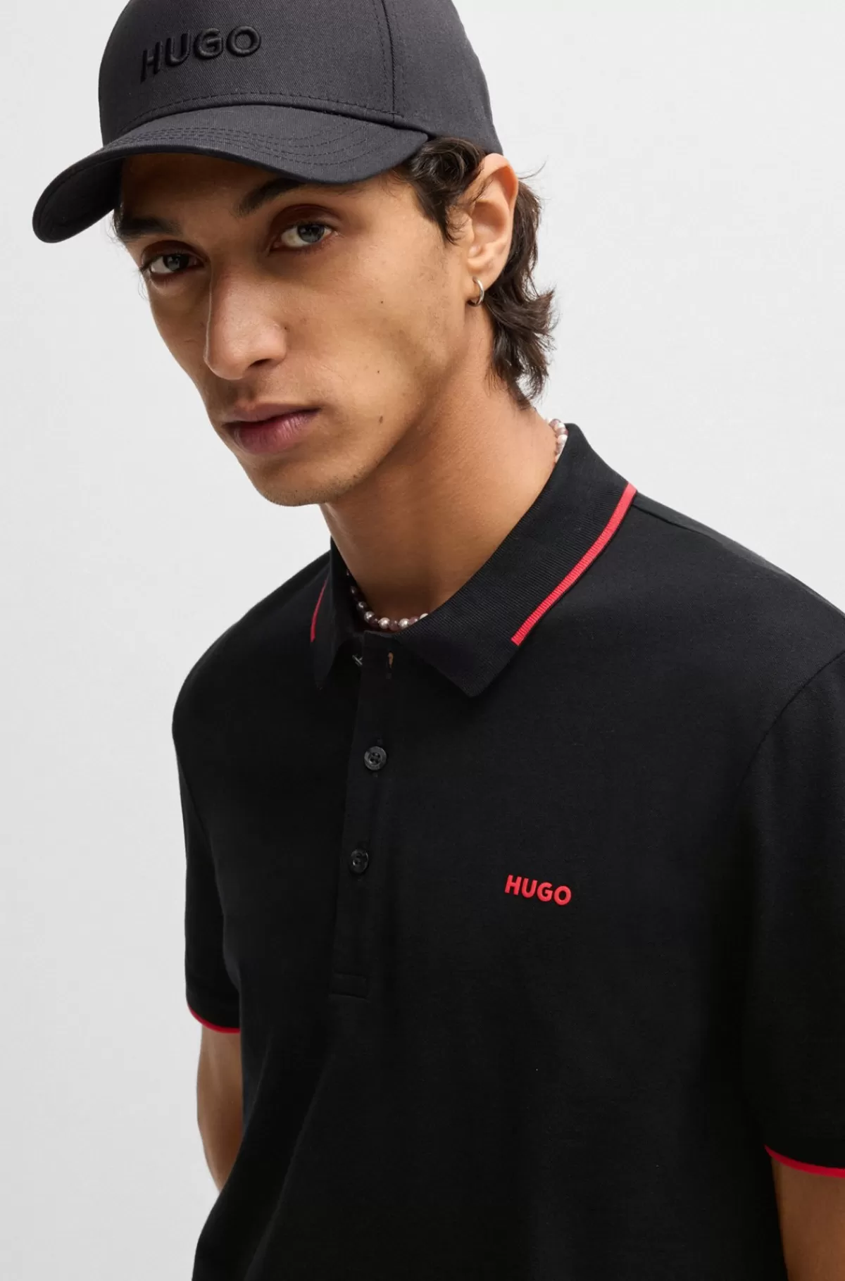 HUGO BOSS Poloshirt Med Slim Fit Og Logoprint Sort New