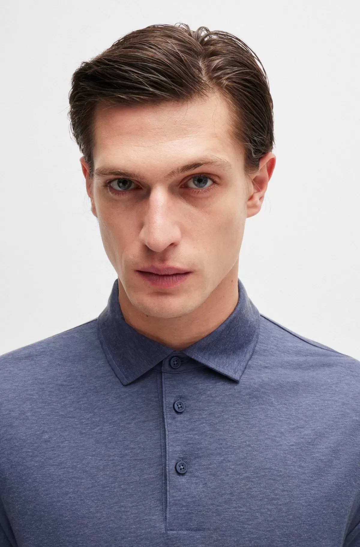 HUGO BOSS Poloshirt Med Slim Fit Og Stribet Krave Mørkeblå Fashion
