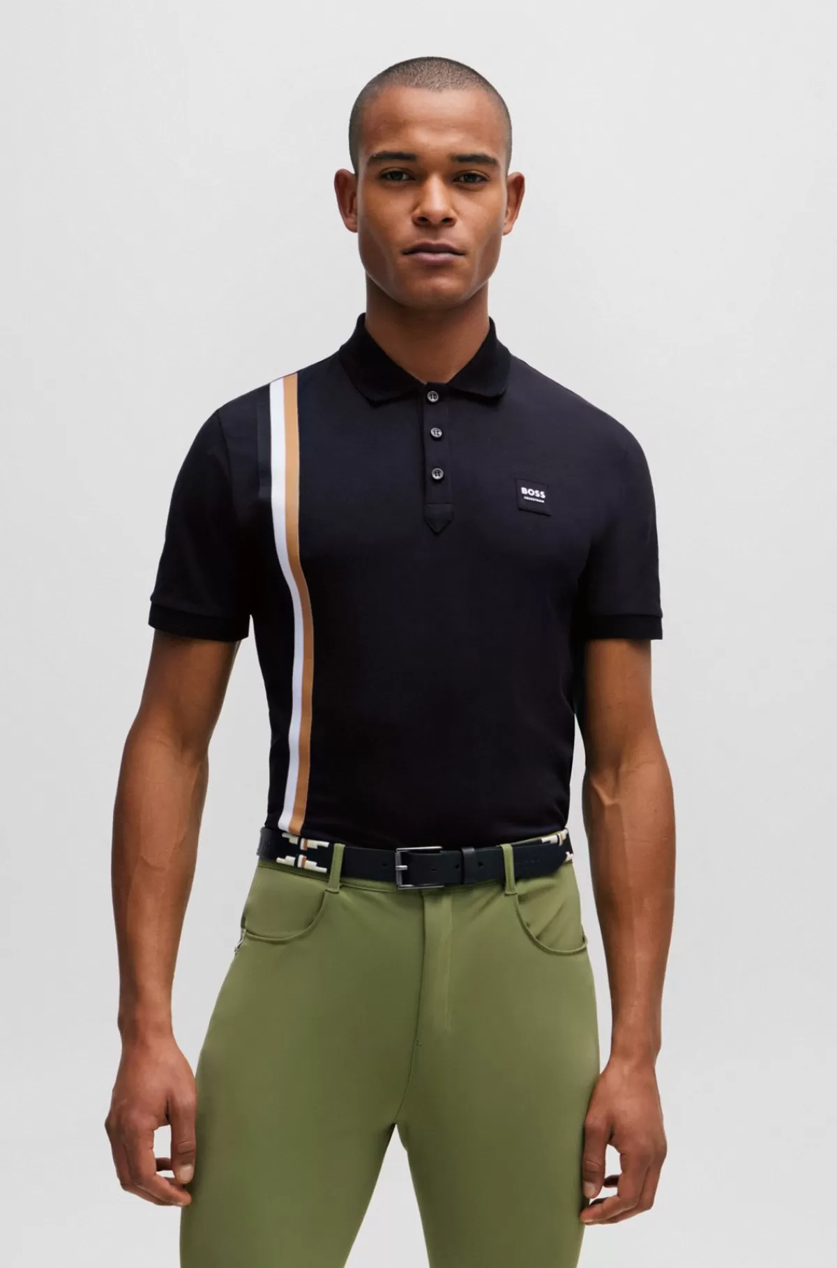 HUGO BOSS Poloshirt Til Hestesport I Strækbomuld Med Logomærke I Silikone Sort New