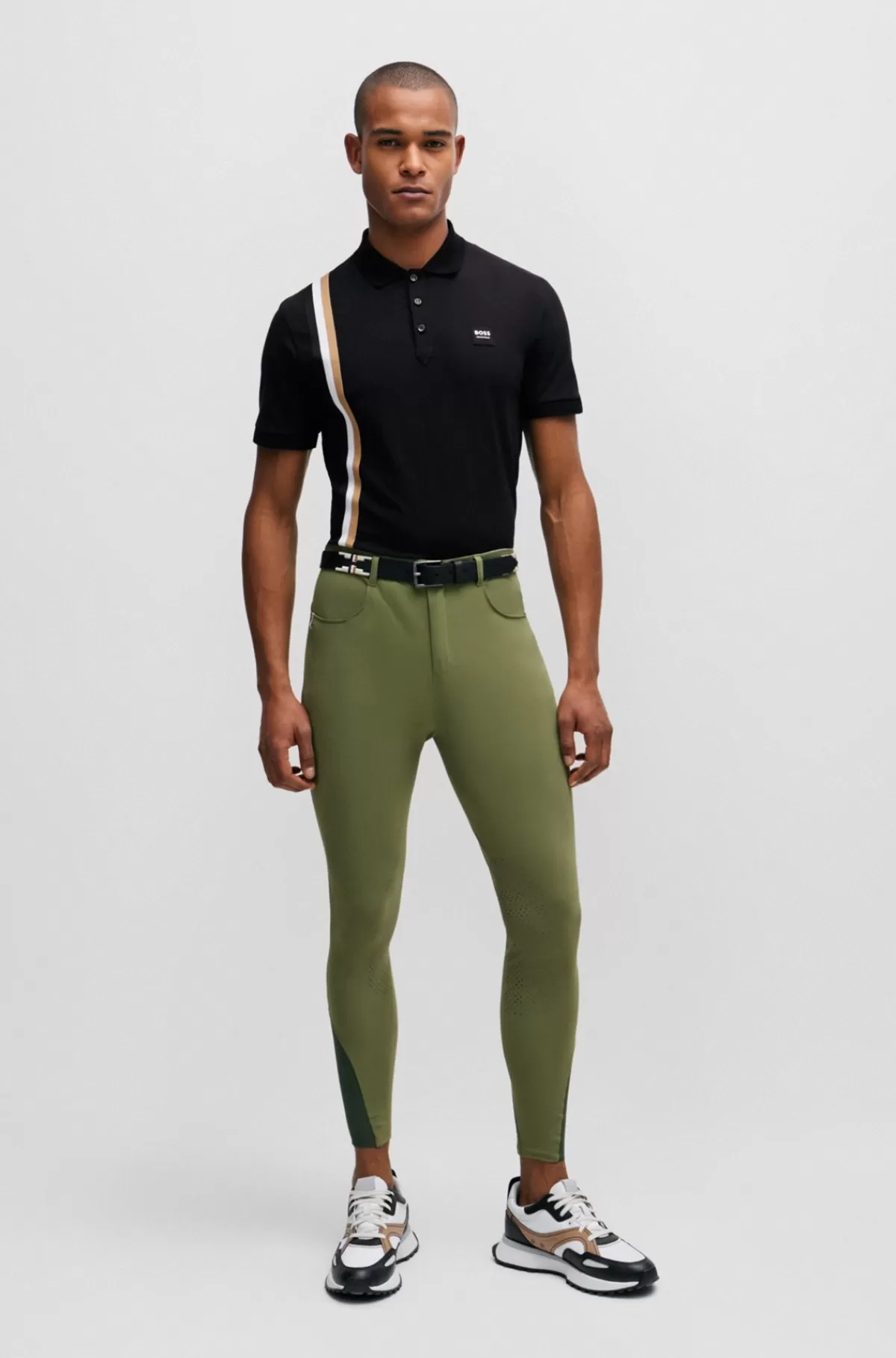 HUGO BOSS Poloshirt Til Hestesport I Strækbomuld Med Logomærke I Silikone Sort New