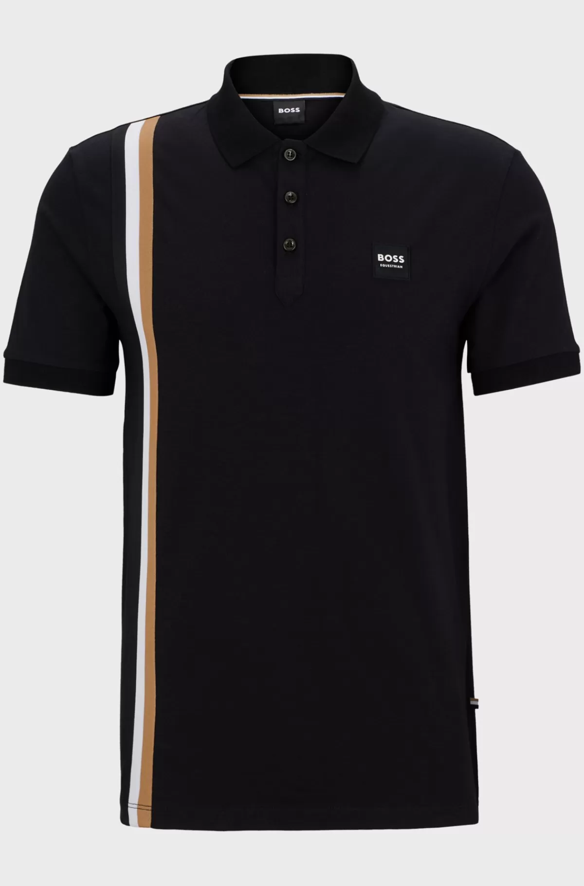 HUGO BOSS Poloshirt Til Hestesport I Strækbomuld Med Logomærke I Silikone Sort New