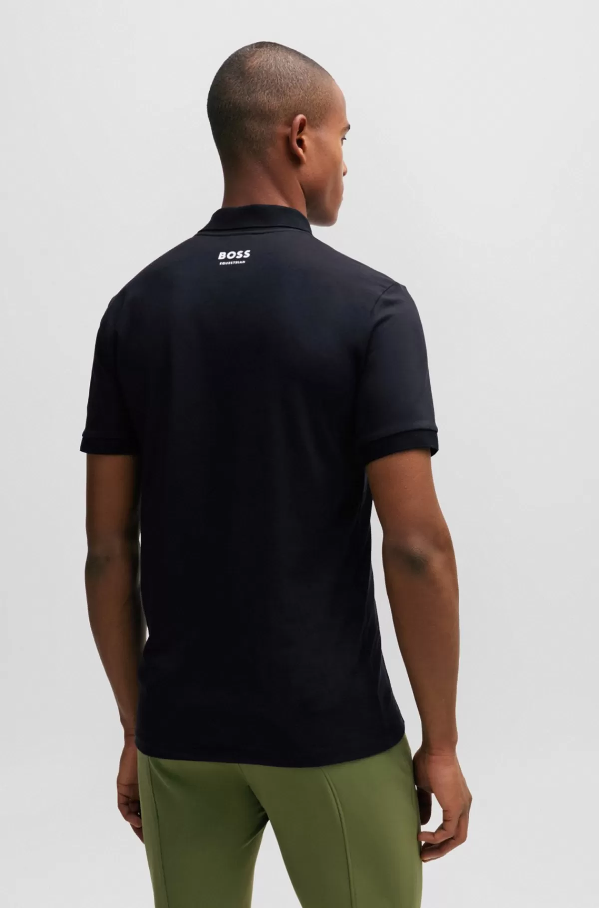 HUGO BOSS Poloshirt Til Hestesport I Strækbomuld Med Logomærke I Silikone Sort New