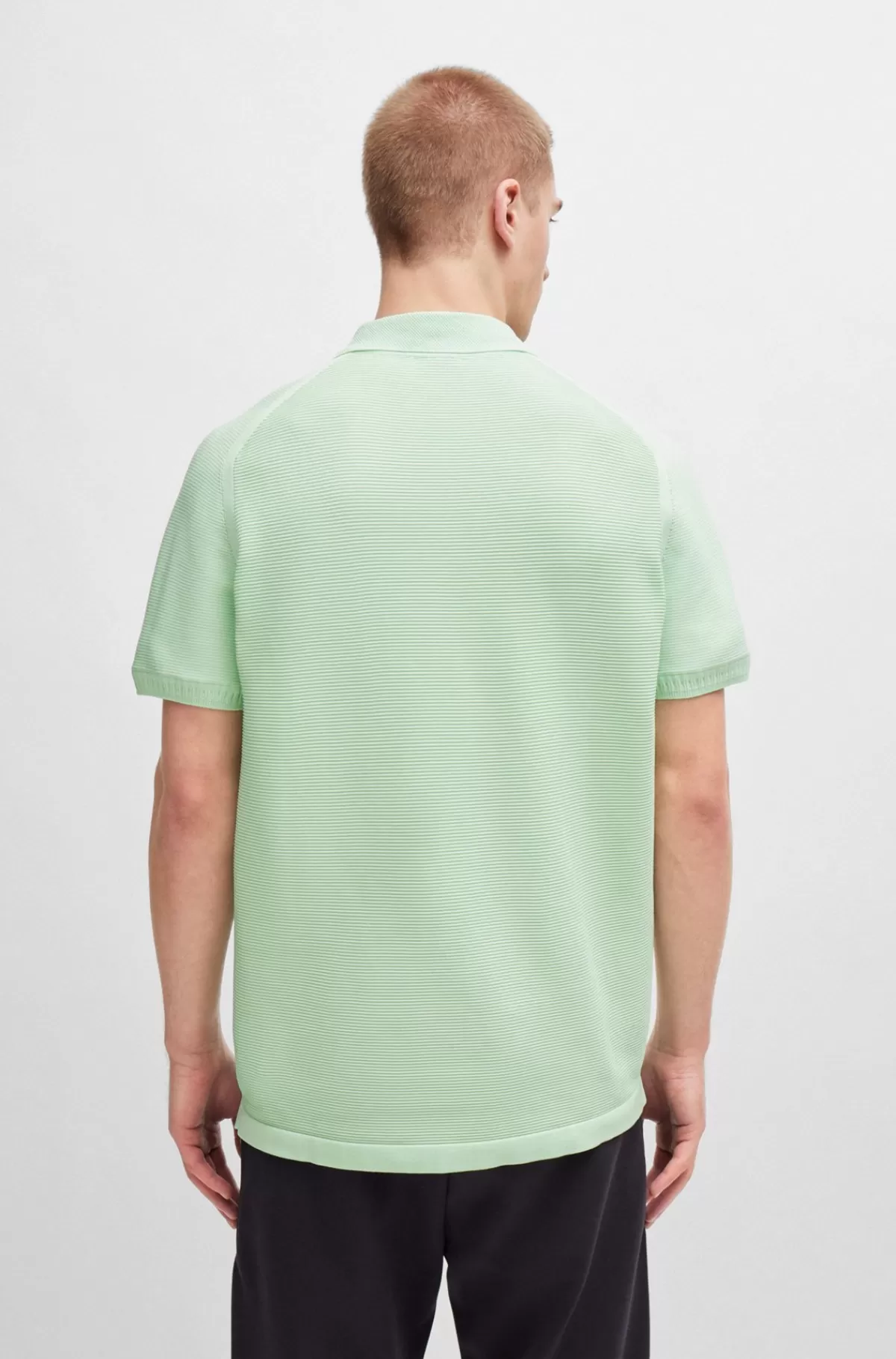 HUGO BOSS Polosweater Med Korte ærmer Og Lynlås I Halsen Samt Logo Lysegrøn Best