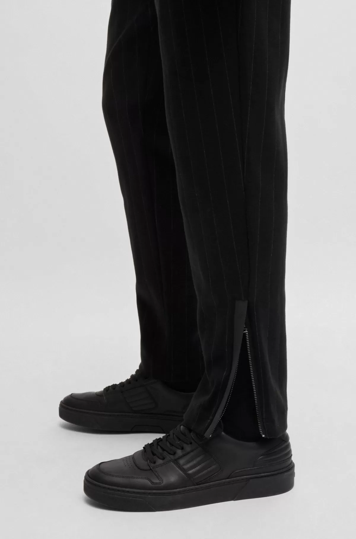 HUGO BOSS Porsche X BOSS Tracksuit-bukser I Merceriseret Bomuld Med Nålestribet Jacquard Sort Shop