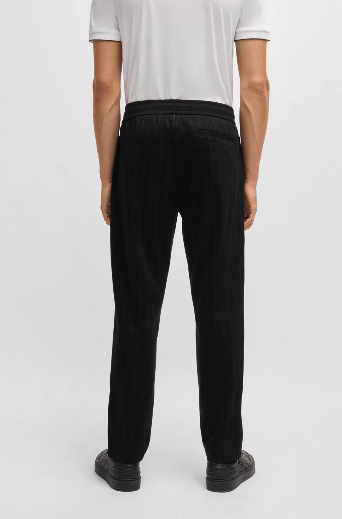 HUGO BOSS Porsche X BOSS Tracksuit-bukser I Merceriseret Bomuld Med Nålestribet Jacquard Sort Shop