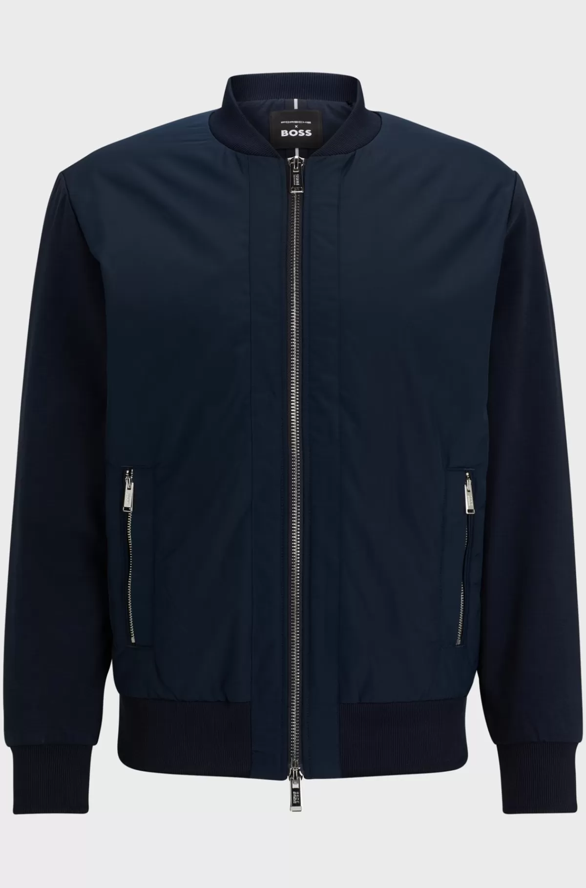 HUGO BOSS Porsche X BOSS-bomber-sweatshirt I Bomuld Med Stræk Og Blandede Materialer Mørkeblå Flash Sale