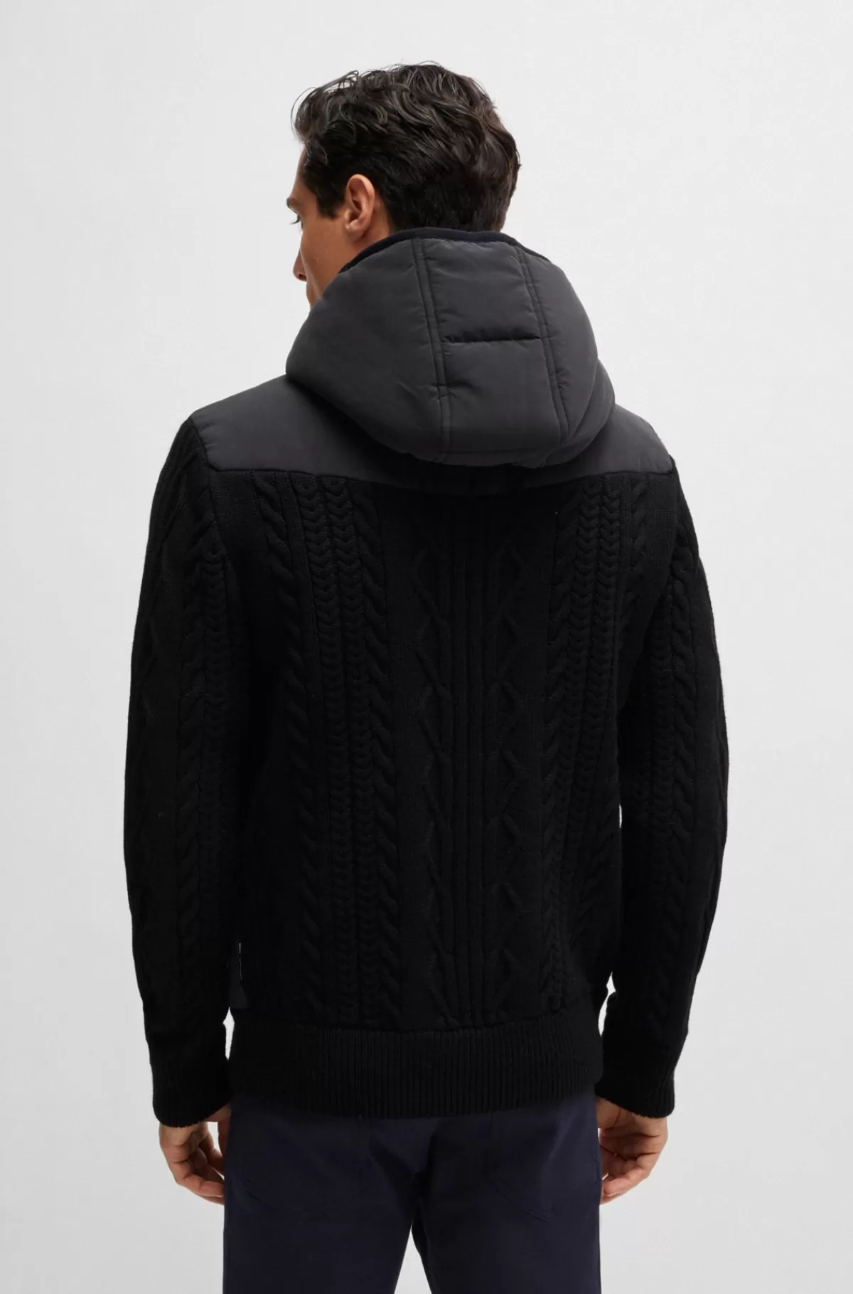 HUGO BOSS Porsche X BOSS-jakke I Blandede Materialer Med Hætte Og Særlig Branding Sort Hot