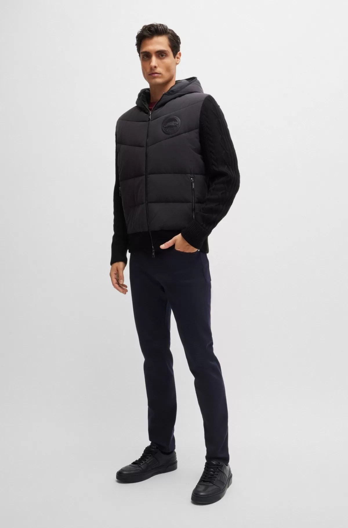 HUGO BOSS Porsche X BOSS-lædersneakers Med Polstrede Detaljer Sort Sale