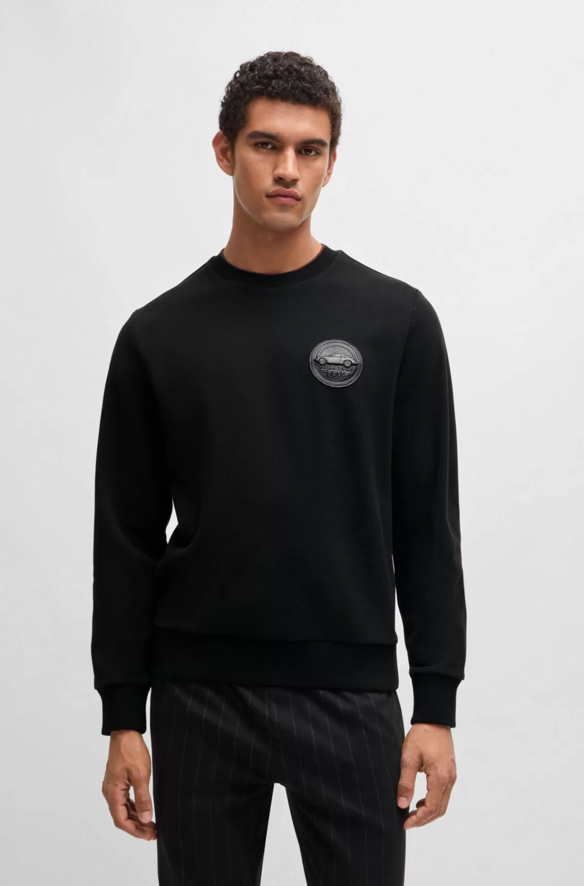 HUGO BOSS Porsche X BOSS-sweatshirt I Bomuldsblanding Med Særlig Branding Sort Outlet