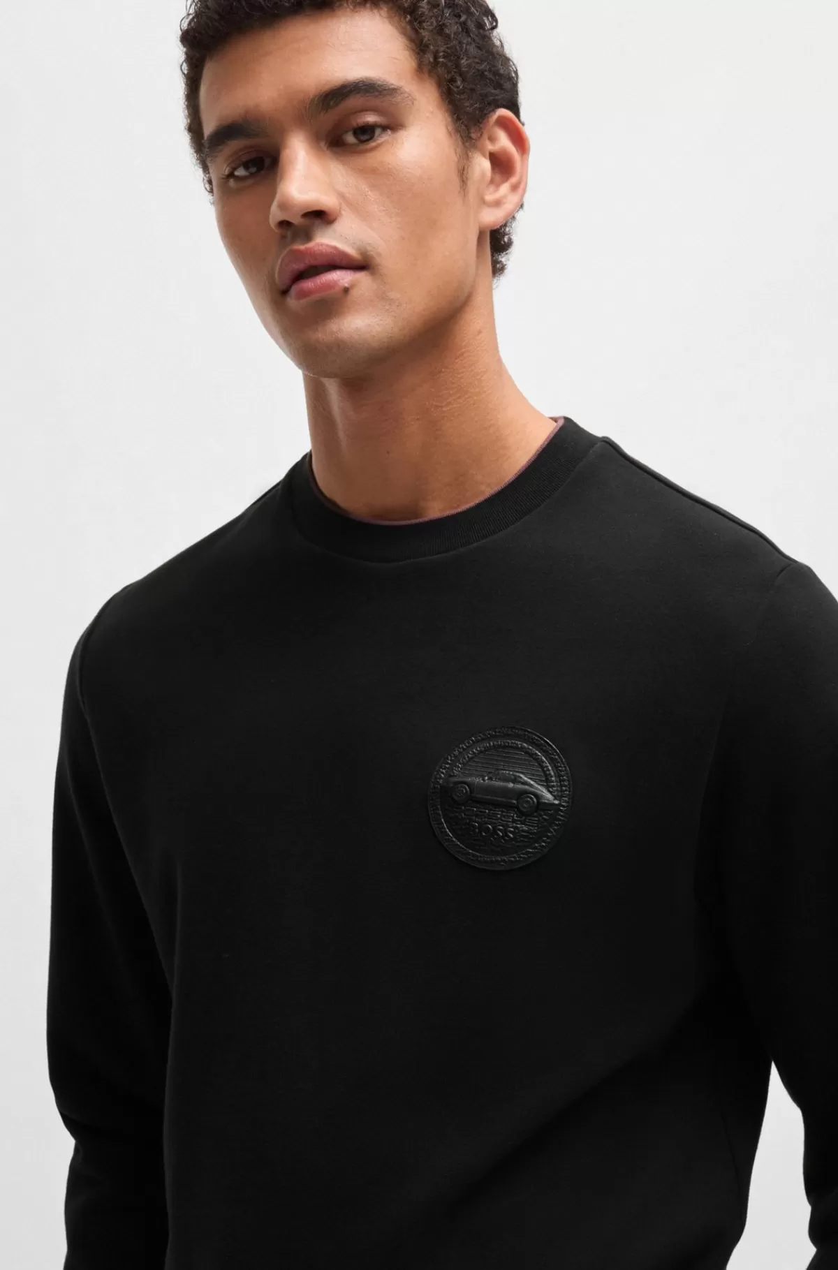 HUGO BOSS Porsche X BOSS-sweatshirt I Bomuldsblanding Med Særlig Branding Sort Outlet