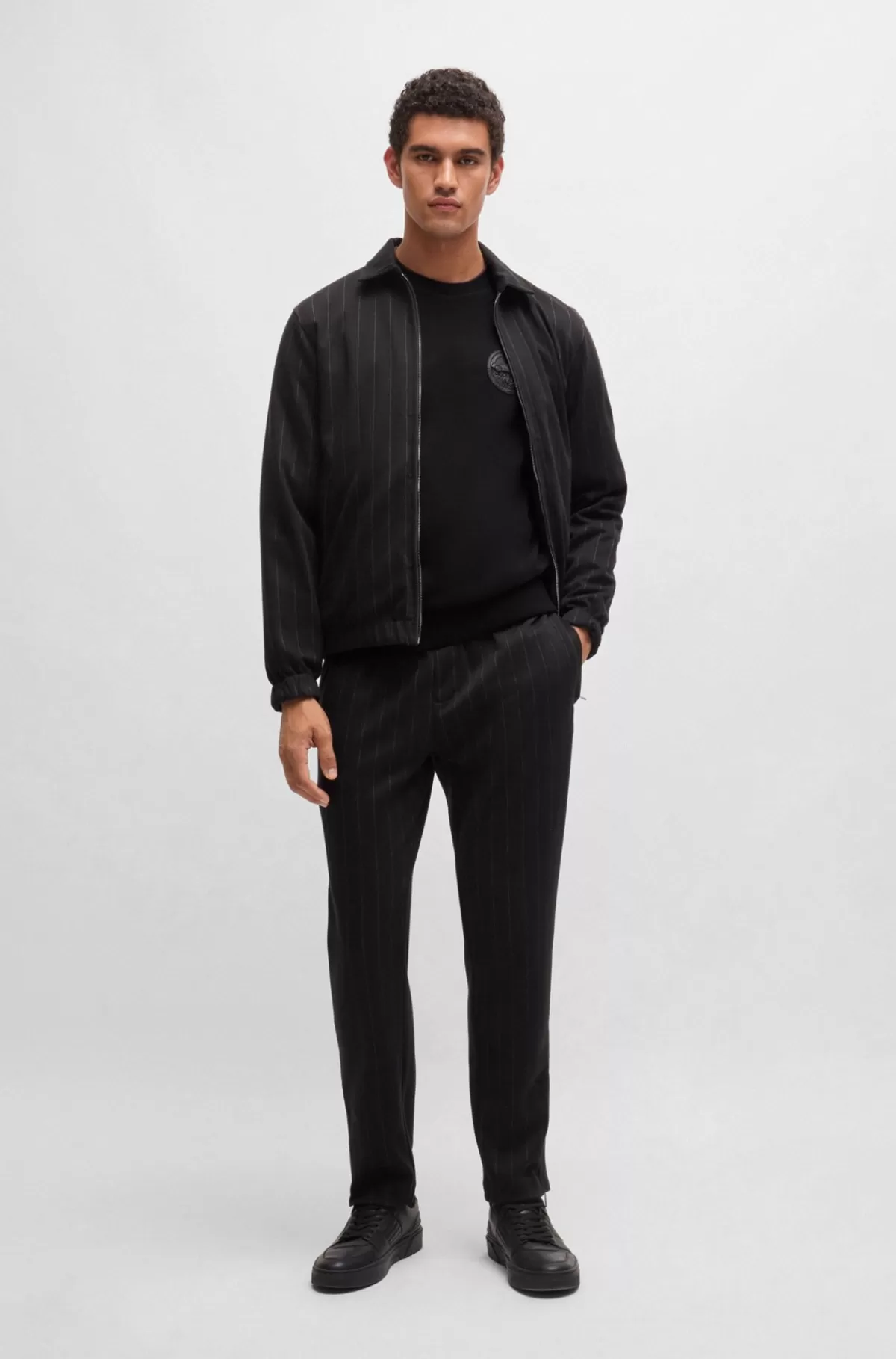 HUGO BOSS Porsche X BOSS-sweatshirt I Bomuldsblanding Med Særlig Branding Sort Outlet