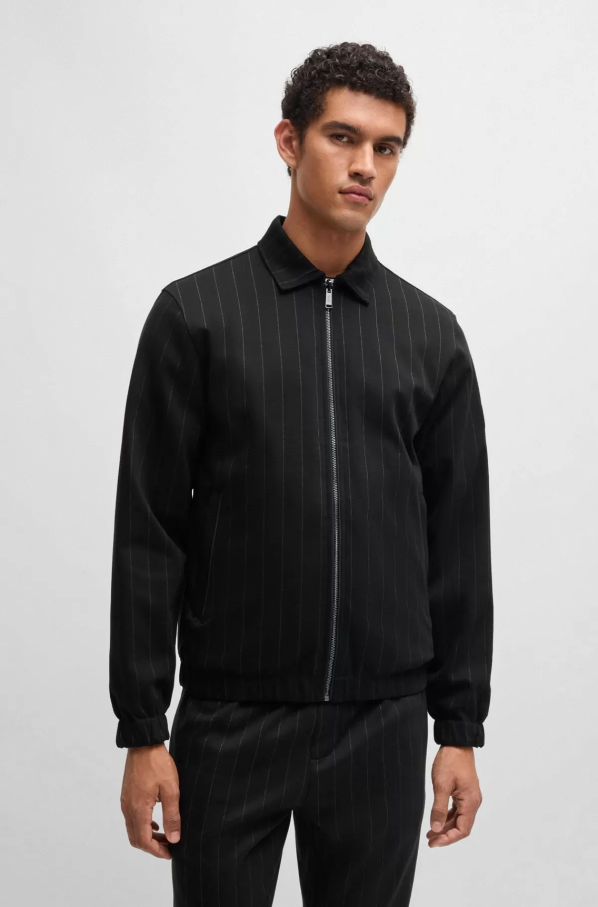 HUGO BOSS Porsche X BOSS-sweatshirt I Merceriseret Bomuld Med Nålestribet Jacquard Sort Store