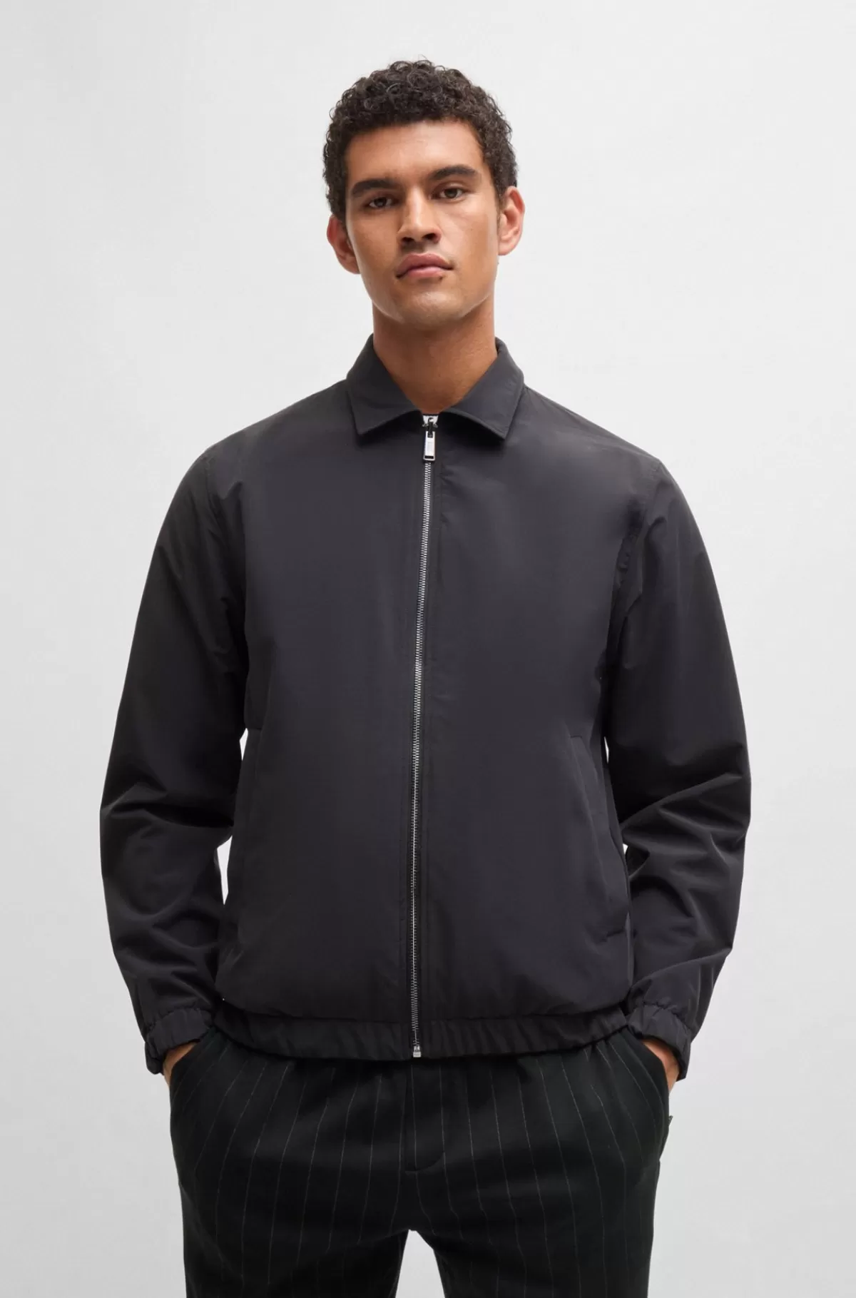 HUGO BOSS Porsche X BOSS-sweatshirt I Merceriseret Bomuld Med Nålestribet Jacquard Sort Store