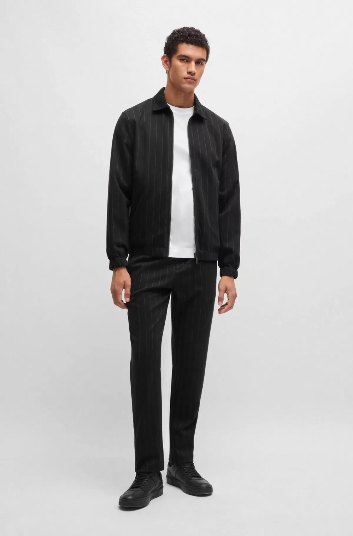HUGO BOSS Porsche X BOSS-sweatshirt I Merceriseret Bomuld Med Nålestribet Jacquard Sort Store