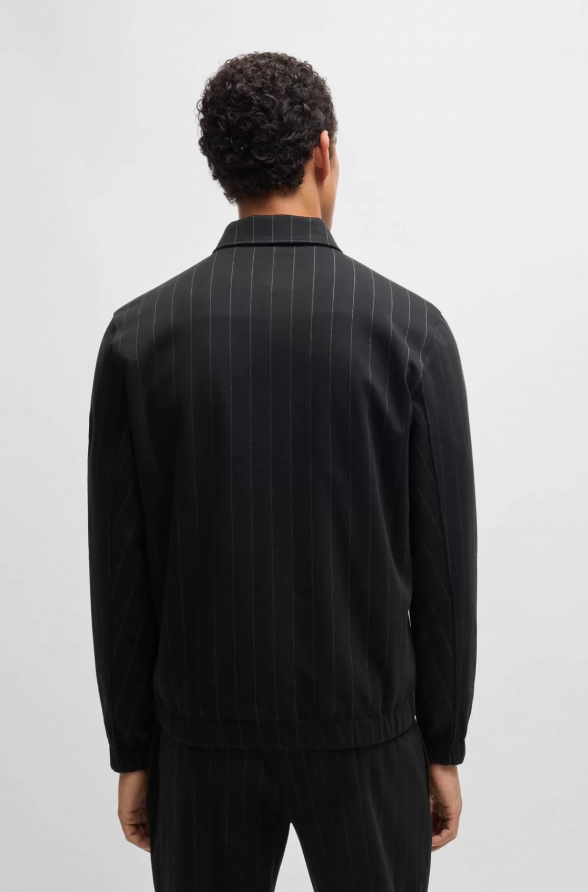 HUGO BOSS Porsche X BOSS-sweatshirt I Merceriseret Bomuld Med Nålestribet Jacquard Sort Store