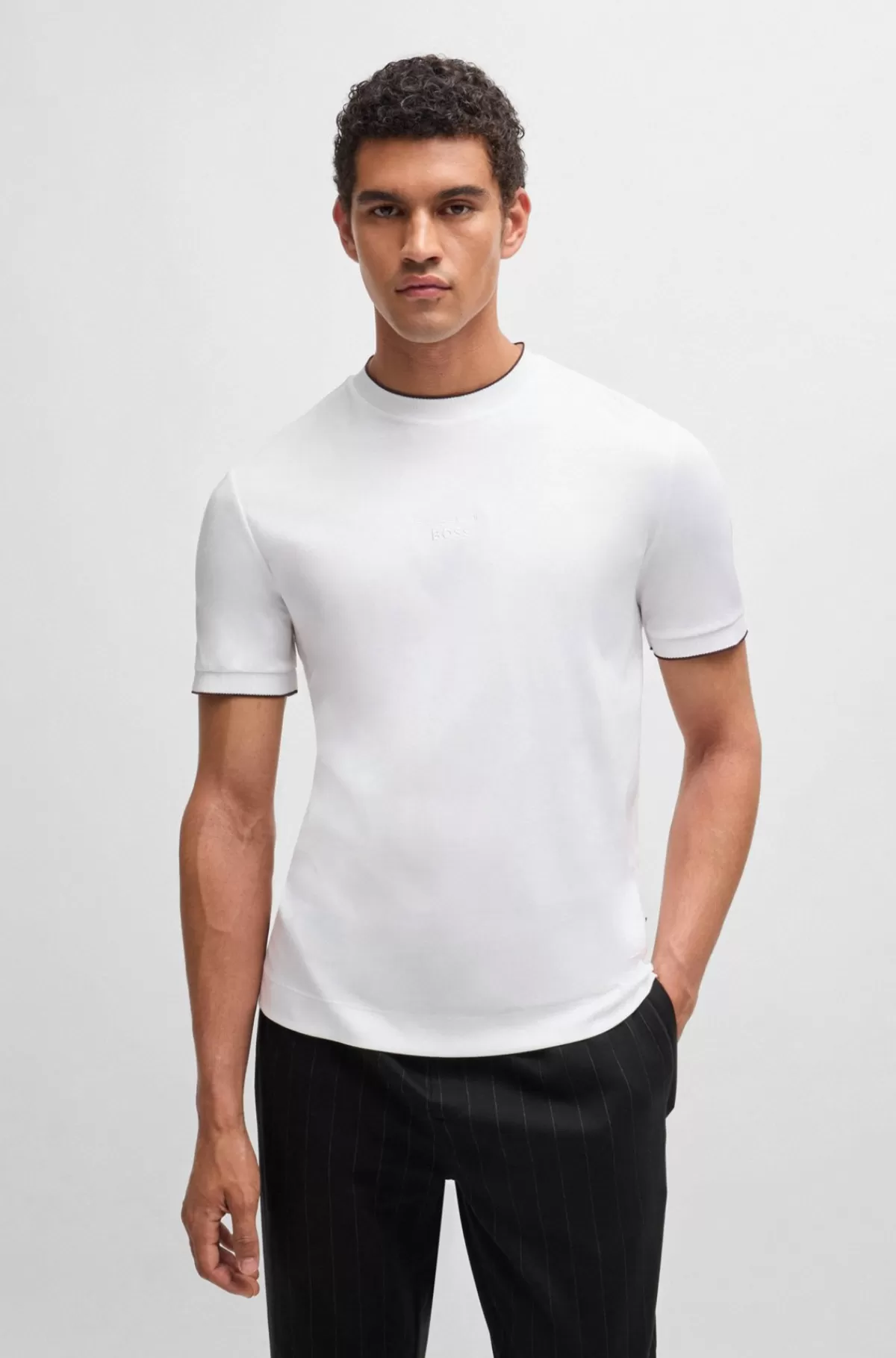 HUGO BOSS Porsche X BOSS-T-shirt I Merceriseret Bomuld Med Særlig Branding Hvid Sale