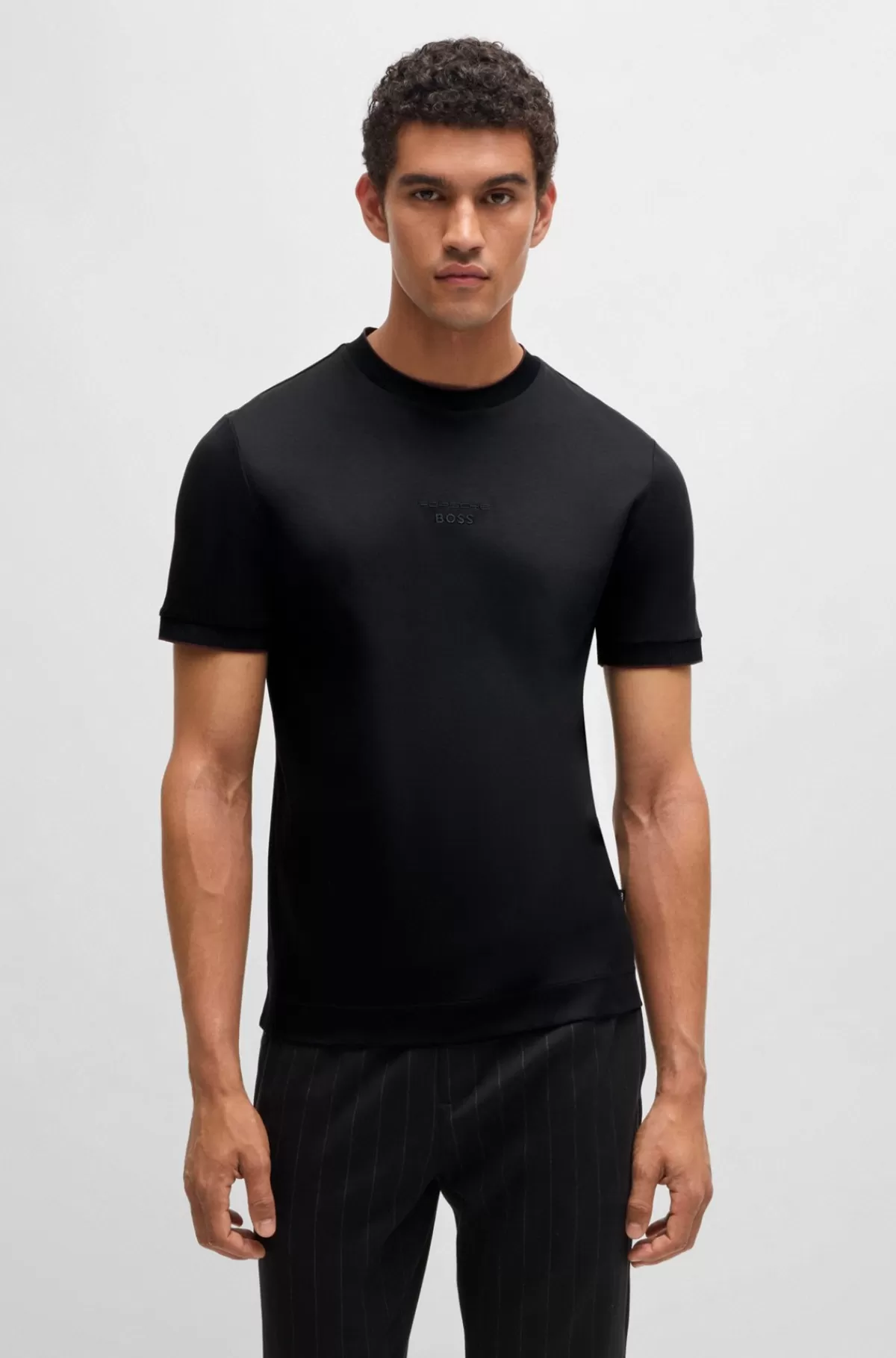 HUGO BOSS Porsche X BOSS-T-shirt I Merceriseret Bomuld Med Særlig Branding Sort Store