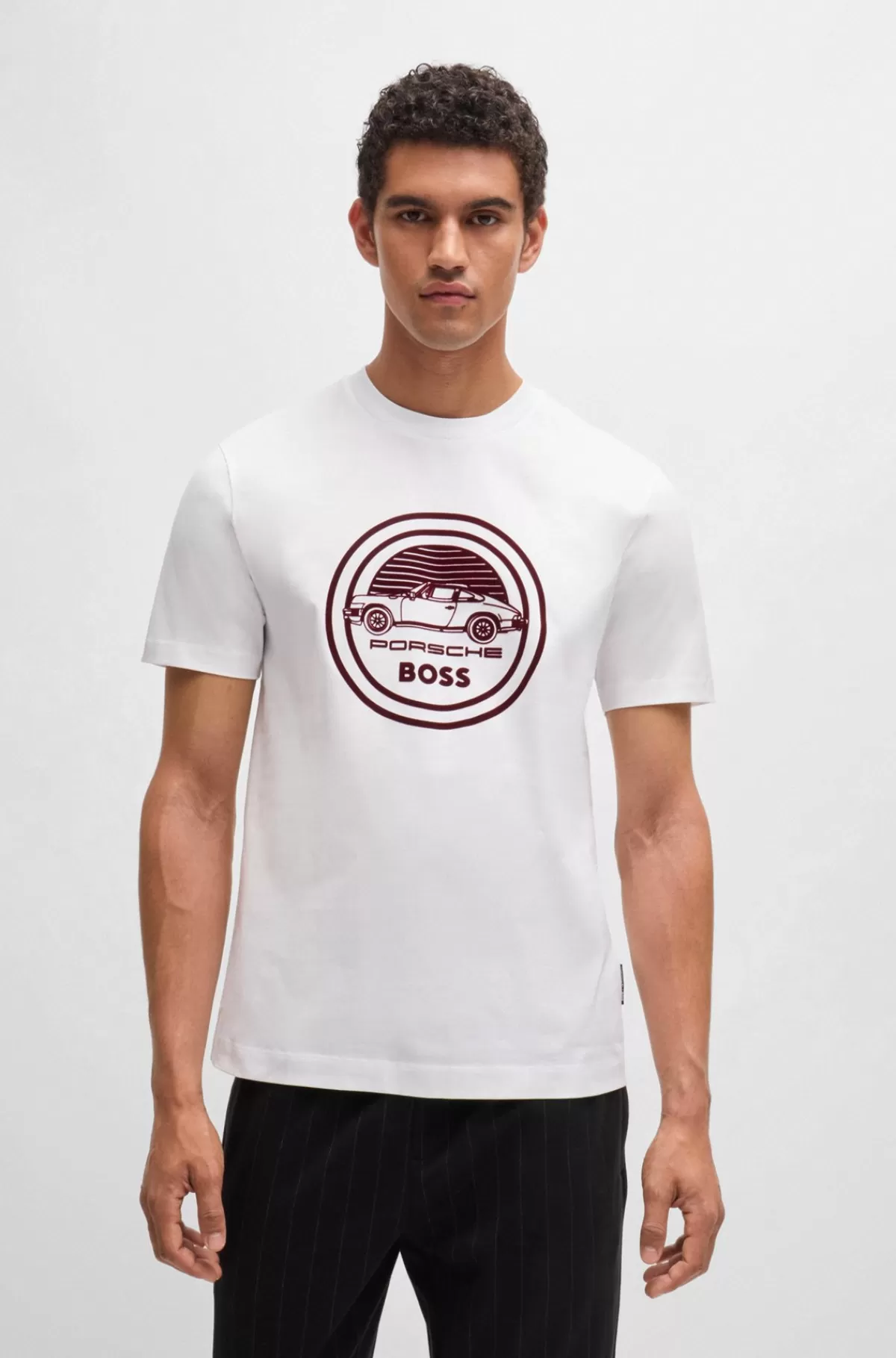 HUGO BOSS Porsche X BOSS-T-shirt I Merceriseret Bomuld Med Særlig Branding Hvid Best Sale