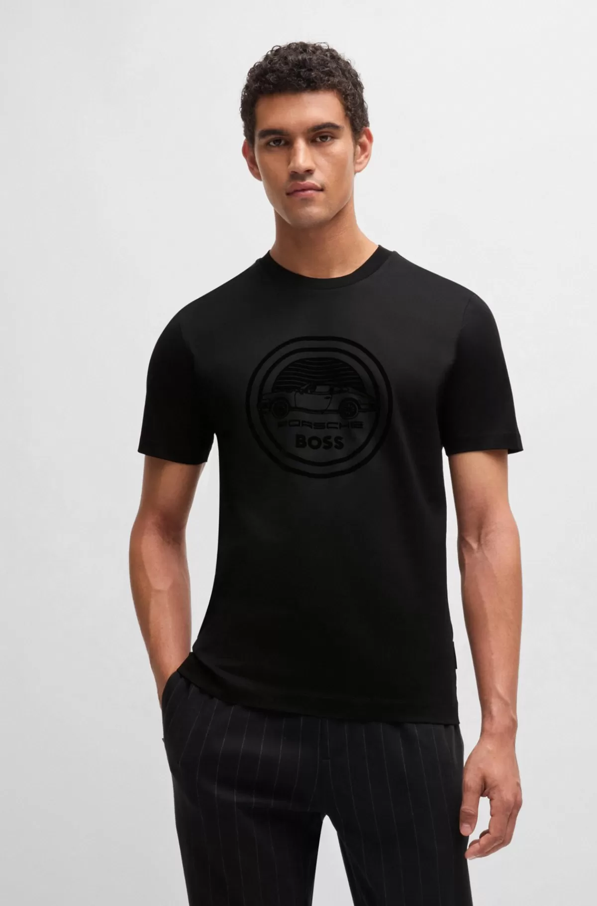 HUGO BOSS Porsche X BOSS-T-shirt I Merceriseret Bomuld Med Særlig Branding Sort Store