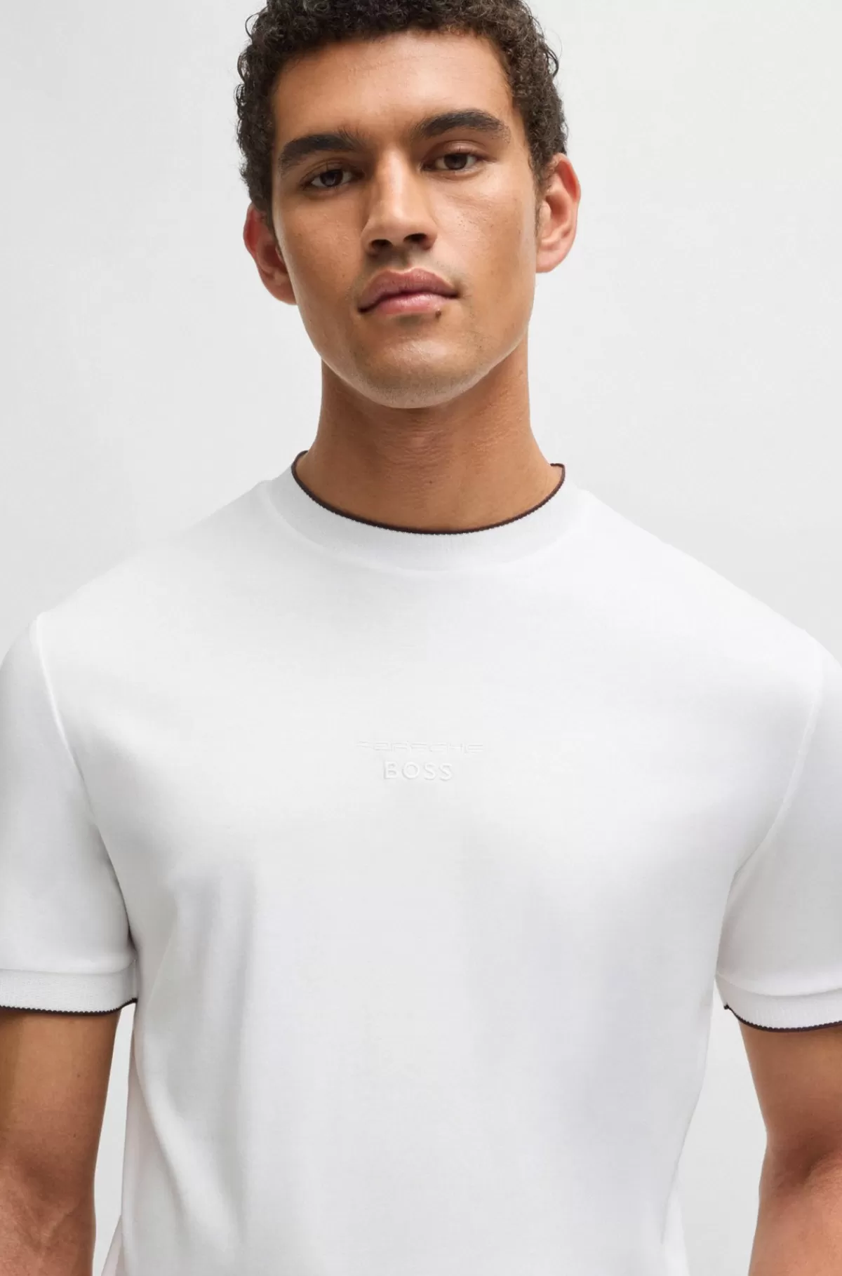 HUGO BOSS Porsche X BOSS-T-shirt I Merceriseret Bomuld Med Særlig Branding Hvid Sale