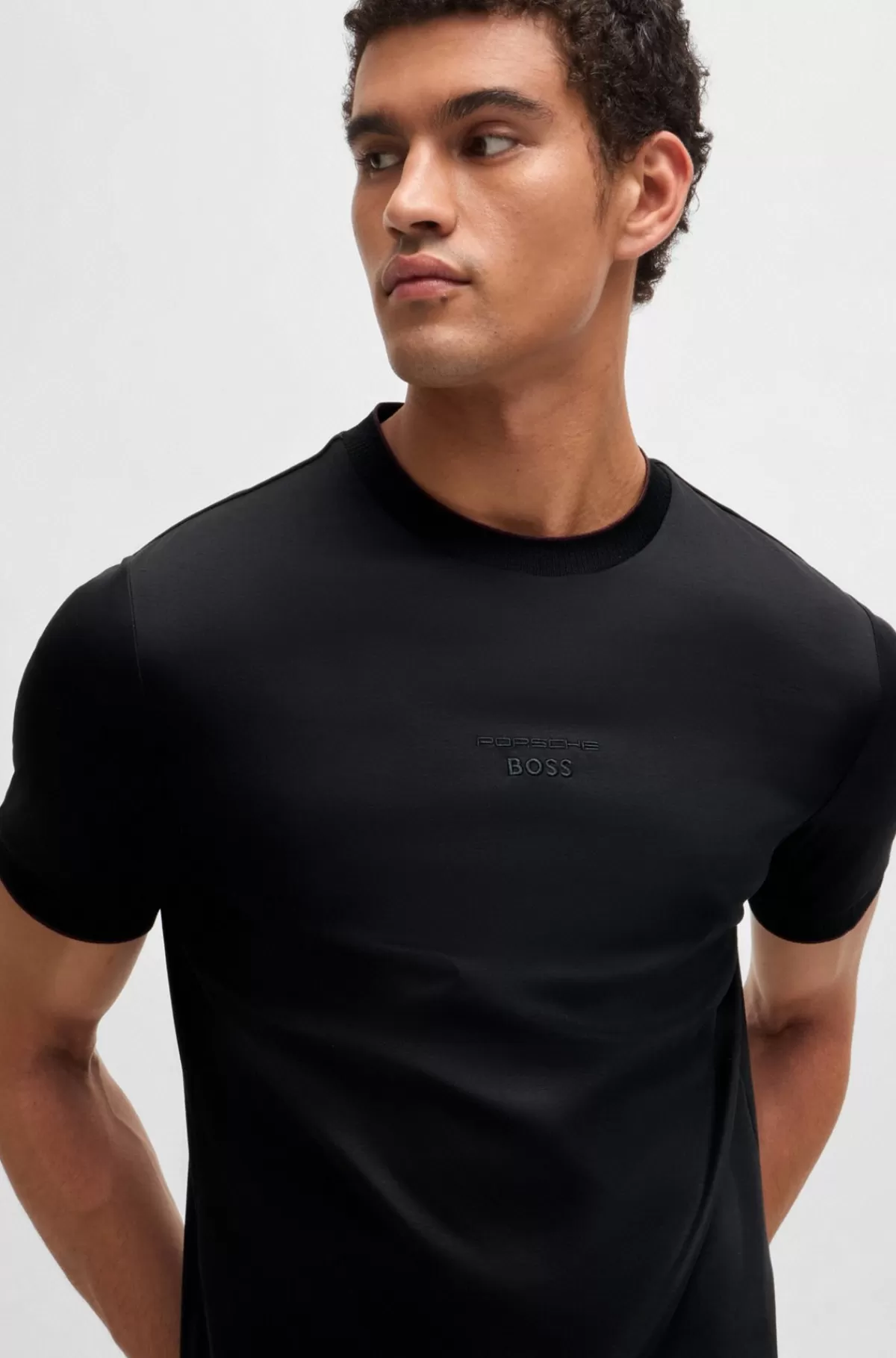 HUGO BOSS Porsche X BOSS-T-shirt I Merceriseret Bomuld Med Særlig Branding Sort Store