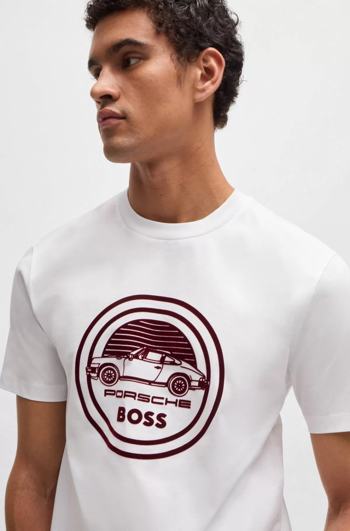 HUGO BOSS Porsche X BOSS-T-shirt I Merceriseret Bomuld Med Særlig Branding Hvid Best Sale