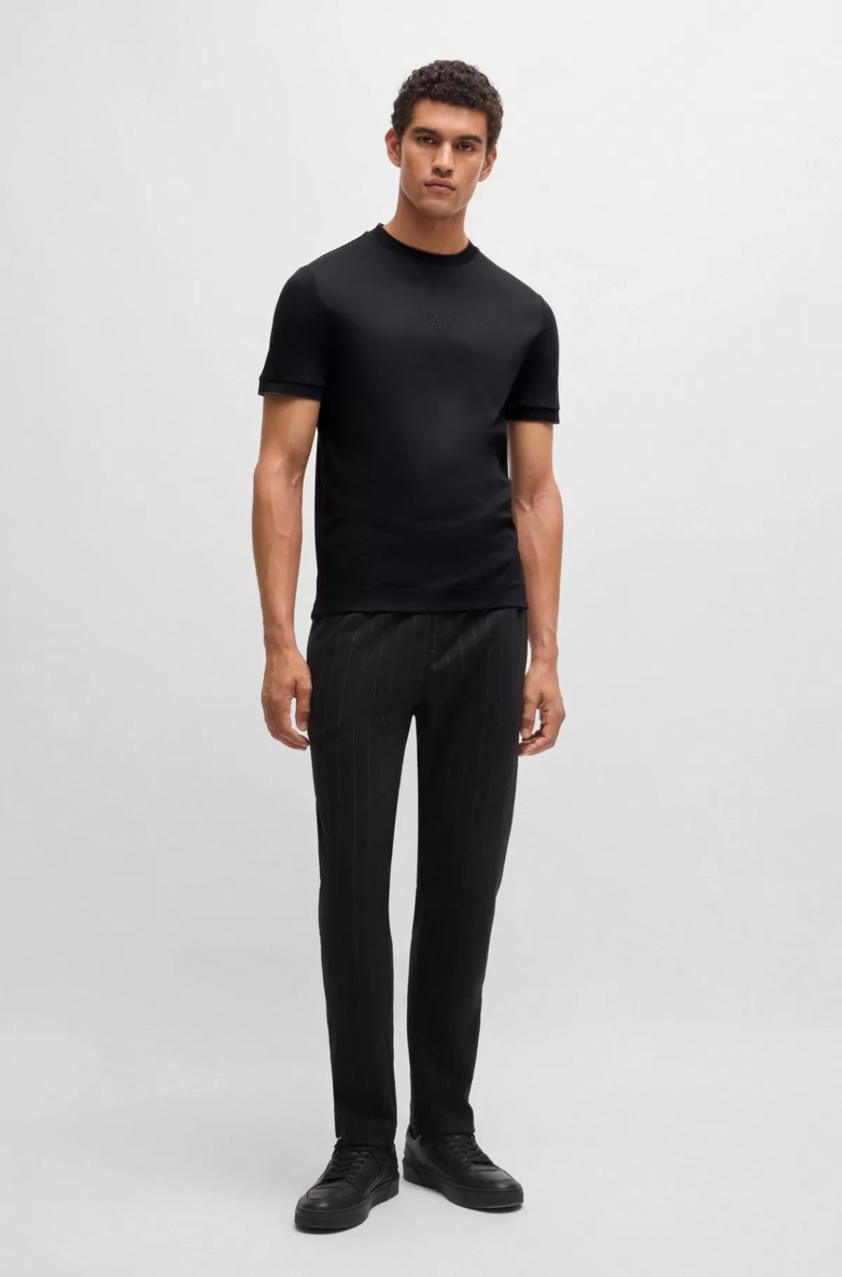 HUGO BOSS Porsche X BOSS-T-shirt I Merceriseret Bomuld Med Særlig Branding Sort Store
