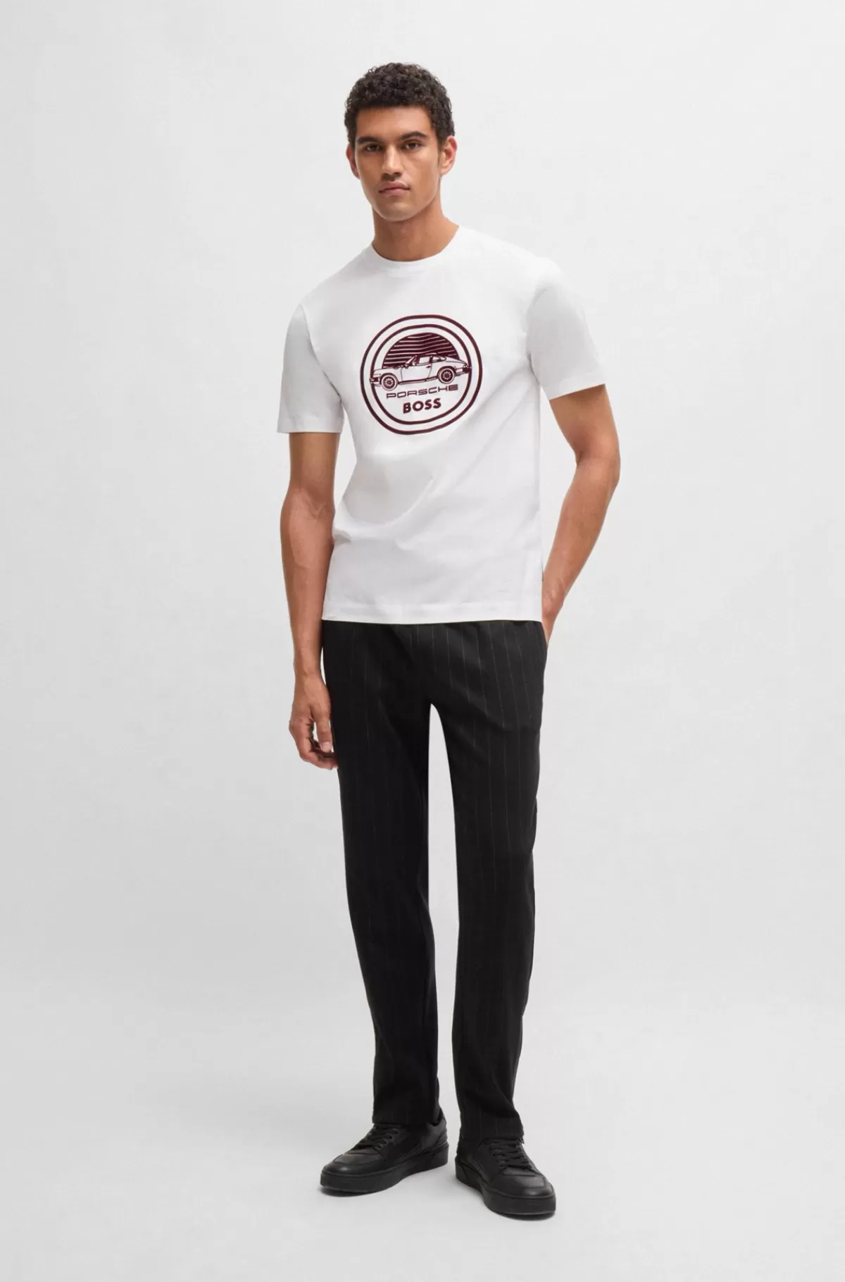 HUGO BOSS Porsche X BOSS-T-shirt I Merceriseret Bomuld Med Særlig Branding Hvid Best Sale