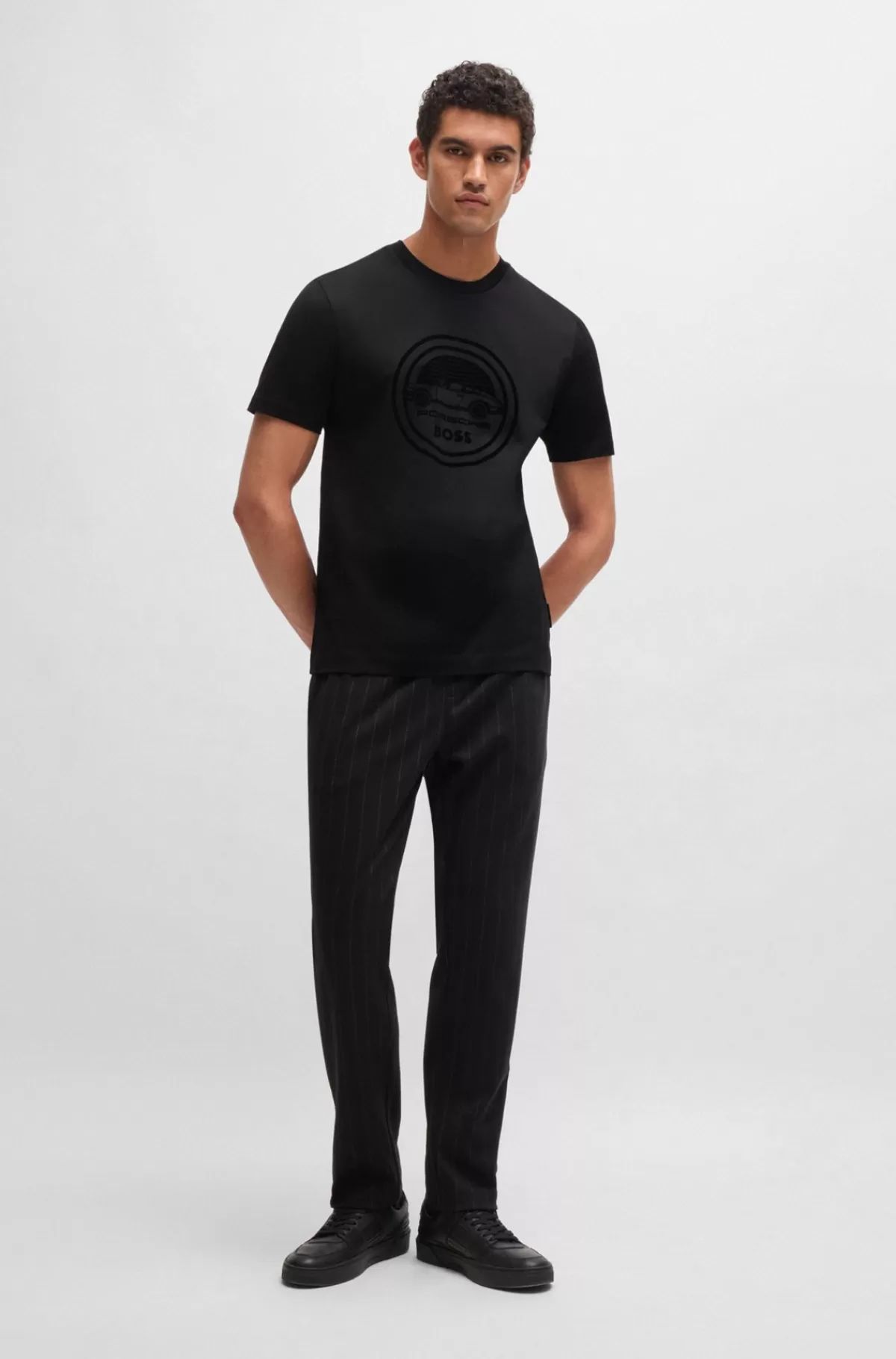 HUGO BOSS Porsche X BOSS-T-shirt I Merceriseret Bomuld Med Særlig Branding Sort Store