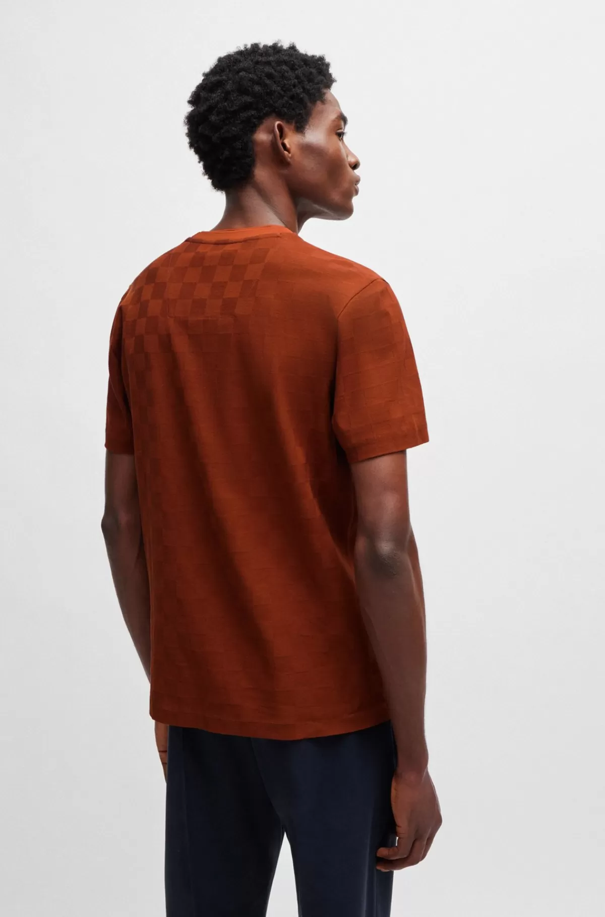 HUGO BOSS Porsche X BOSS-T-shirt I Merceriseret Bomuld Med Ternet Jacquard Rød Best Sale