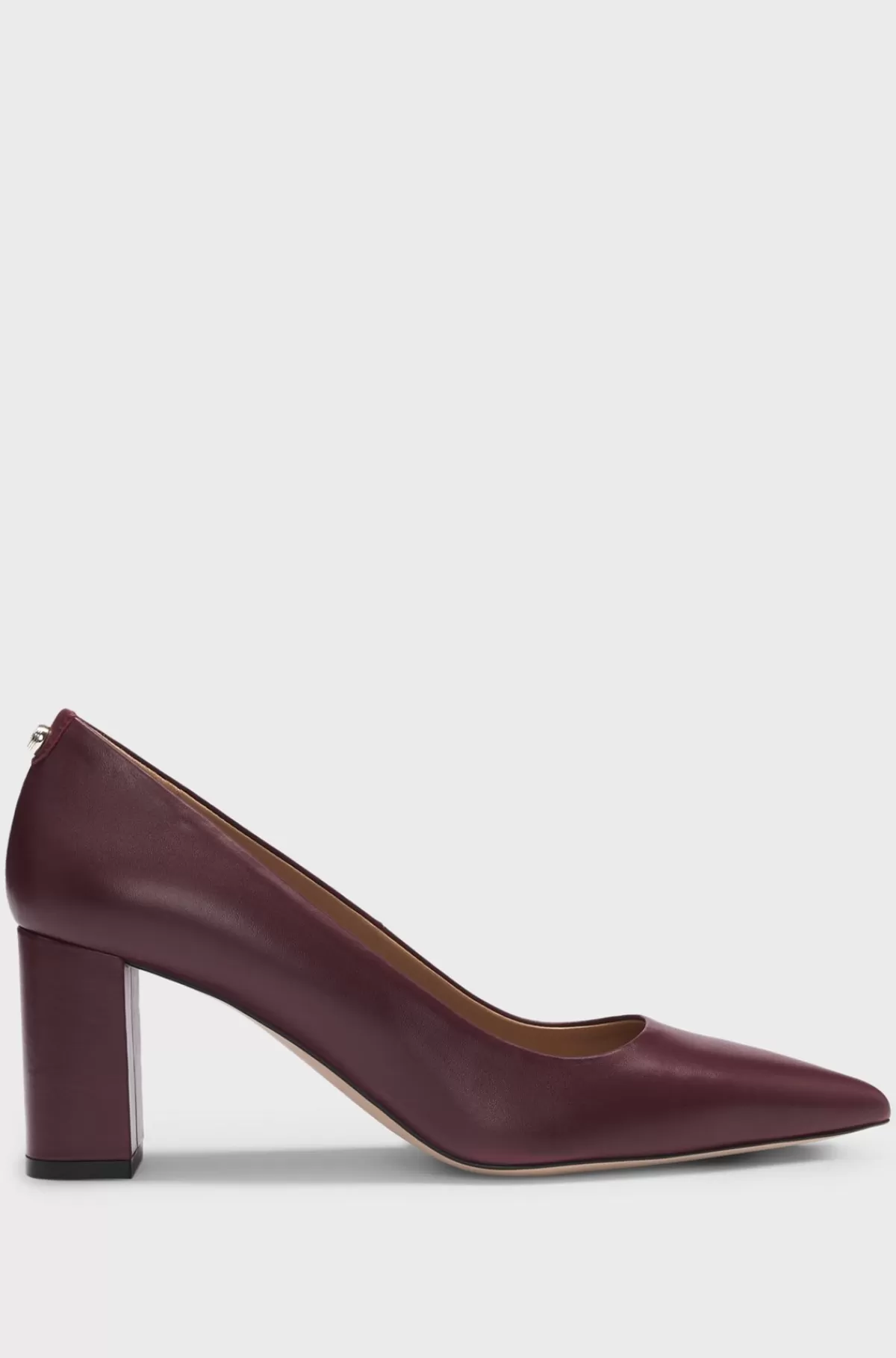HUGO BOSS Pumps I Læder Med Spids Tå Og En 7 Cm Blokhæl Mørkerød Fashion