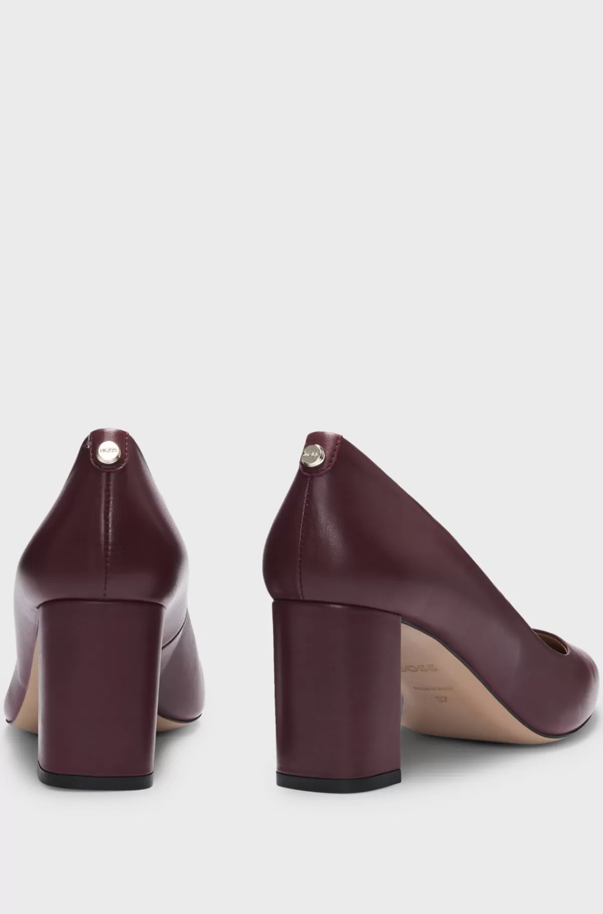 HUGO BOSS Pumps I Læder Med Spids Tå Og En 7 Cm Blokhæl Mørkerød Fashion