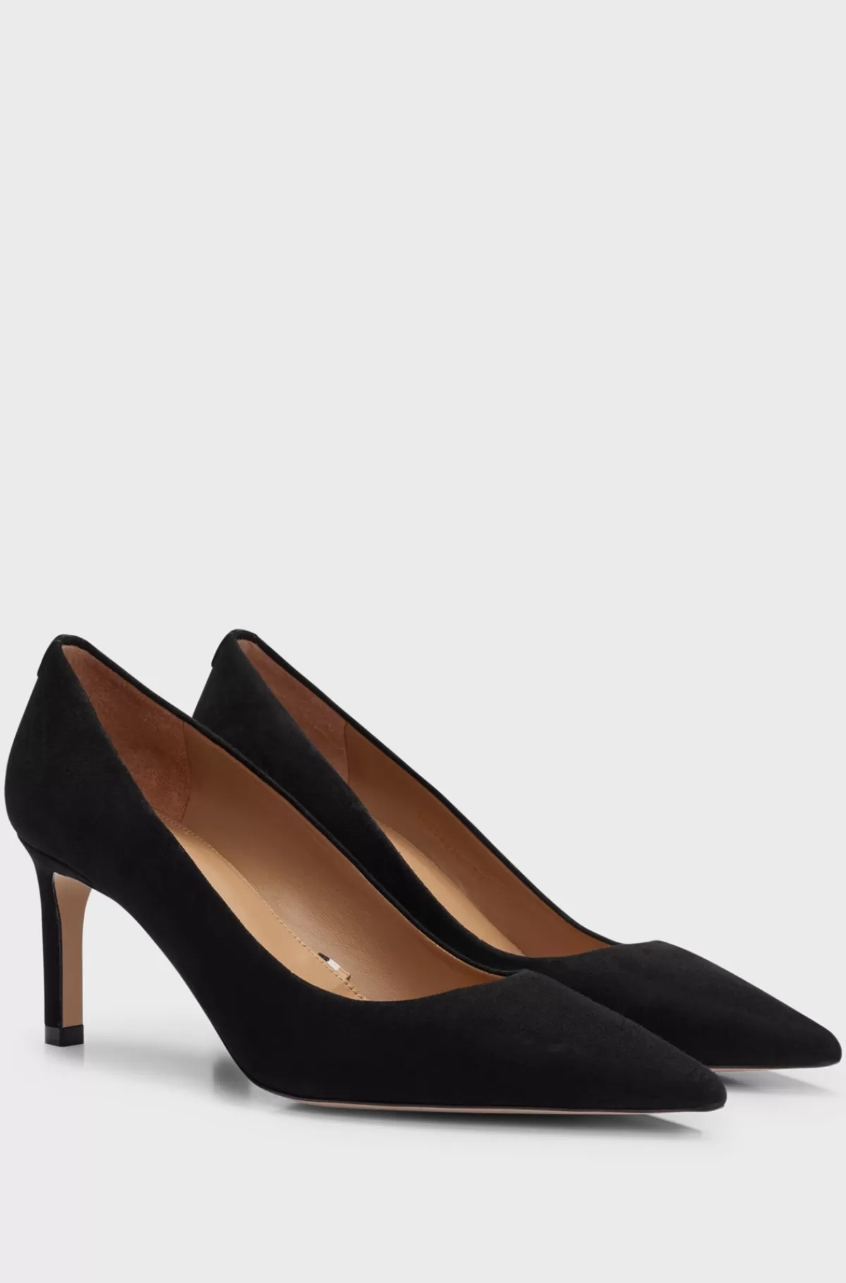 HUGO BOSS Pumps I Ruskind Med Spids Tå Og Brandet Nitte Sort Cheap