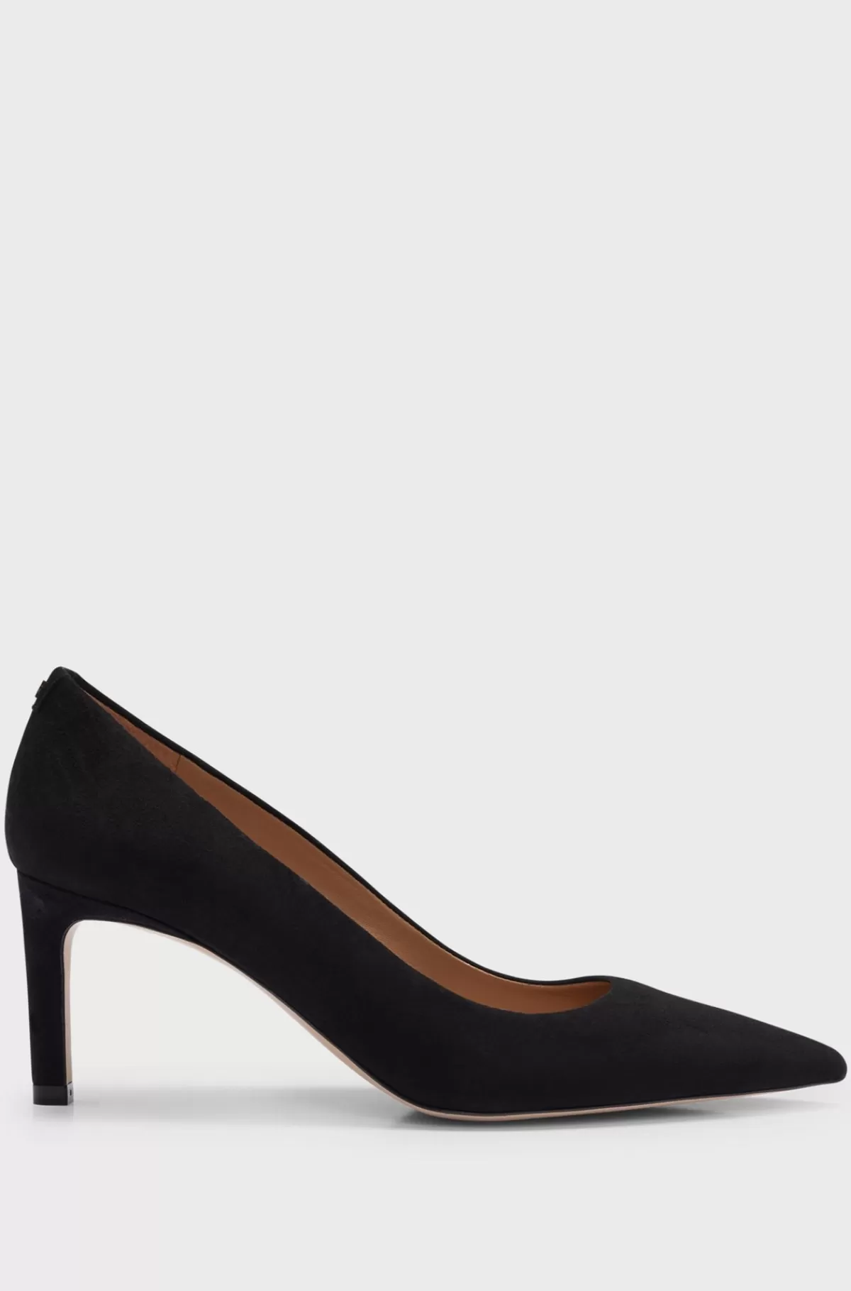 HUGO BOSS Pumps I Ruskind Med Spids Tå Og Brandet Nitte Sort Cheap