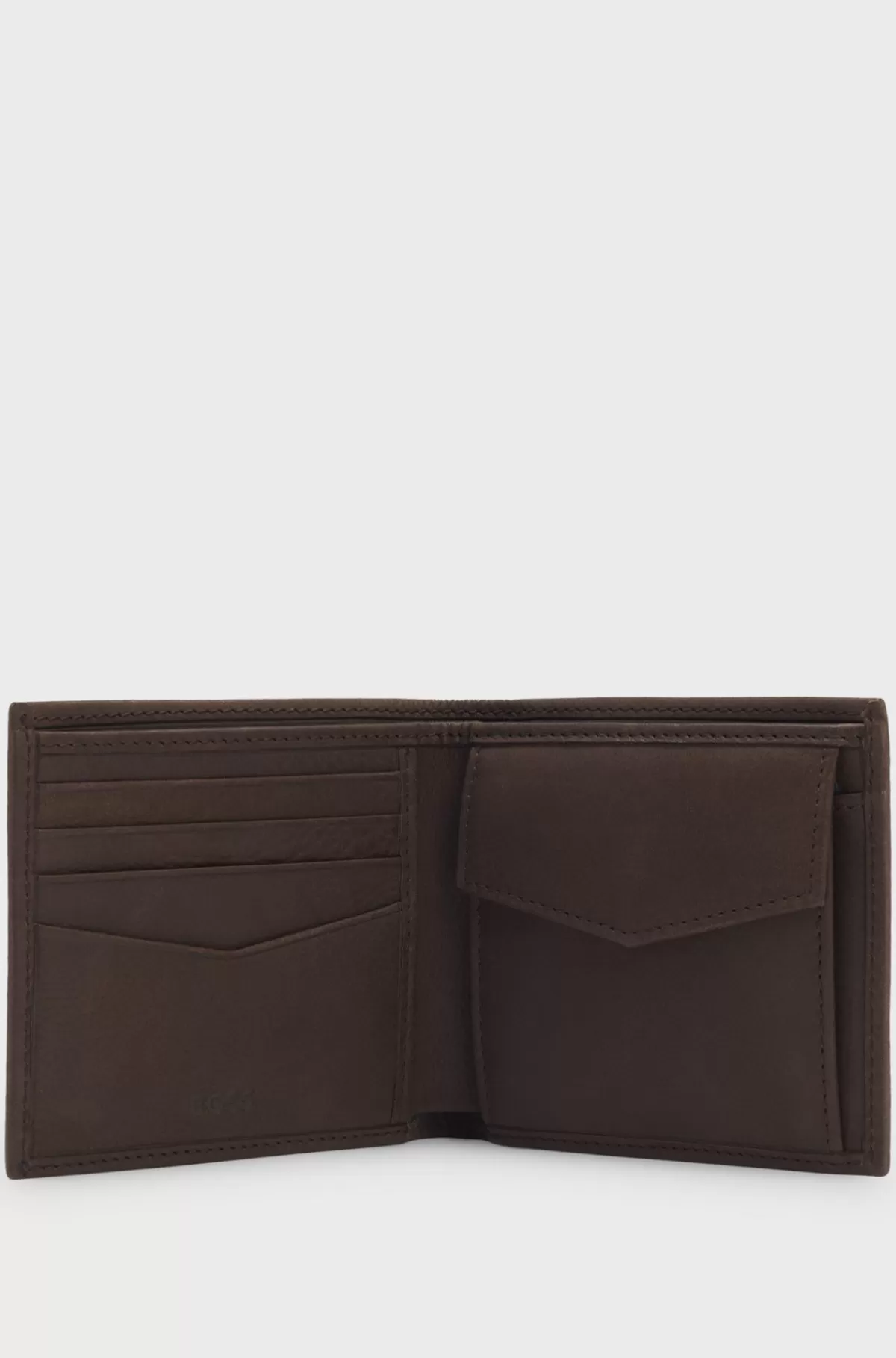 HUGO BOSS Pung I Læder Med Struktur Og Logo I Poleret Gunmetal Mørkebrun Clearance