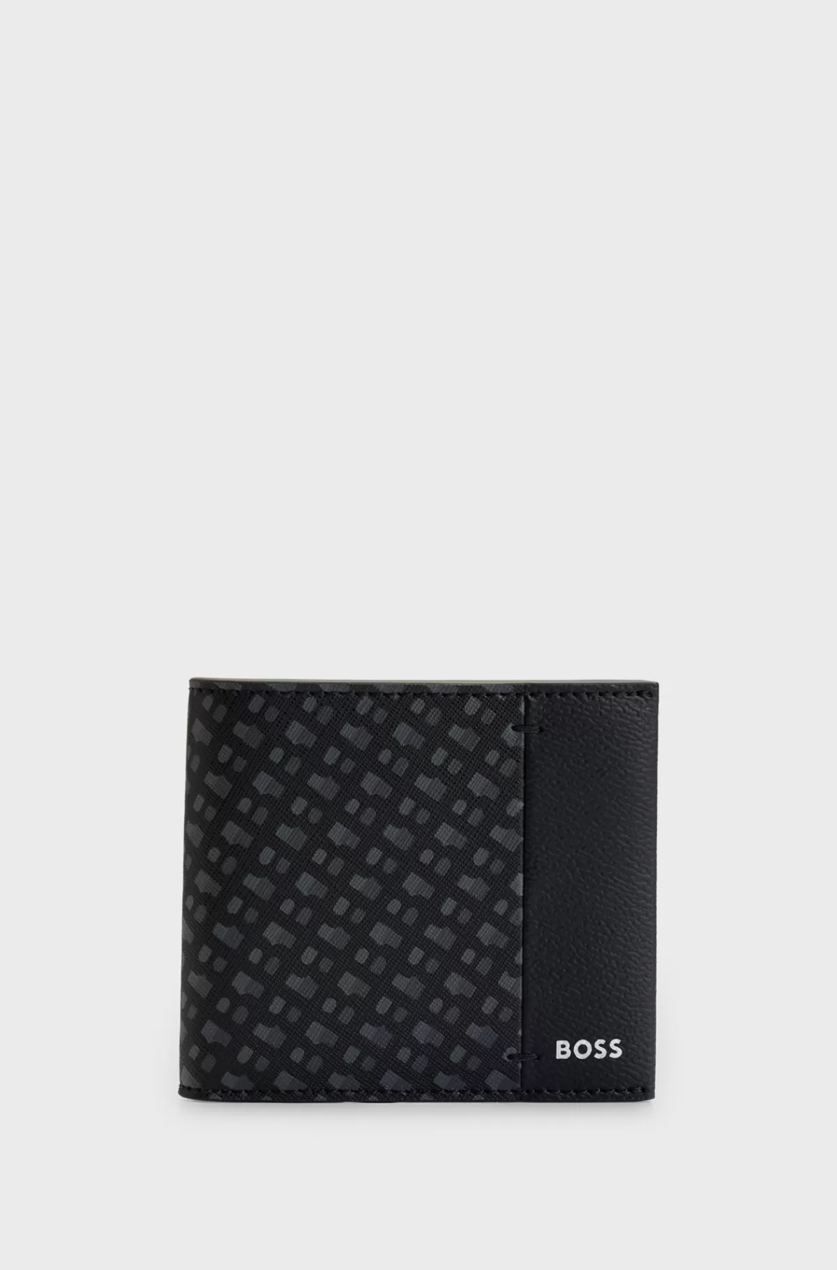 HUGO BOSS Pung Med Monogrampanel Og Logo I Sølvfolie Sort Clearance