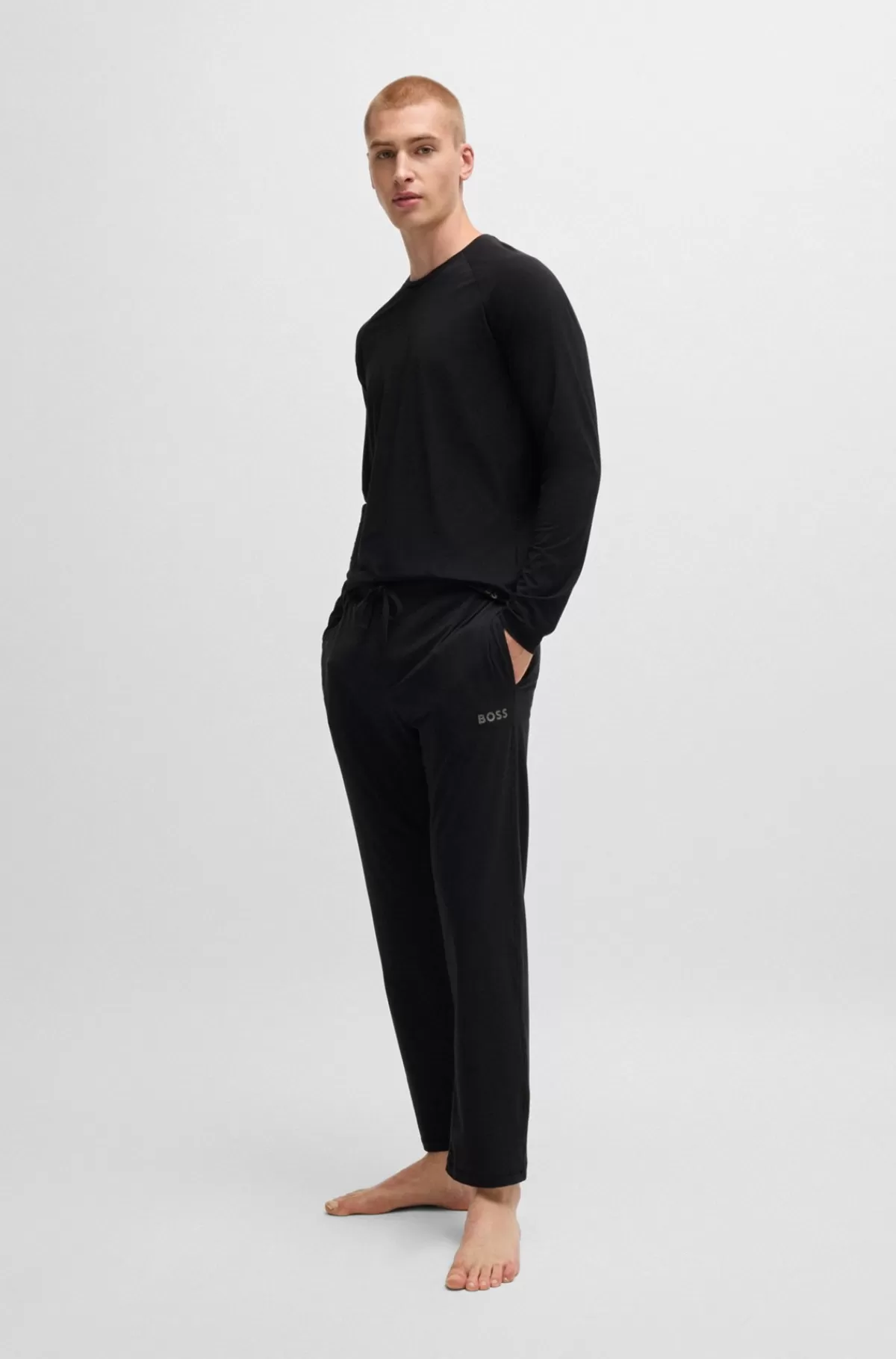 HUGO BOSS Pyjamas I Jersey Med Regular Fit Og Tone-i-tone Coverstitching Sort Fashion