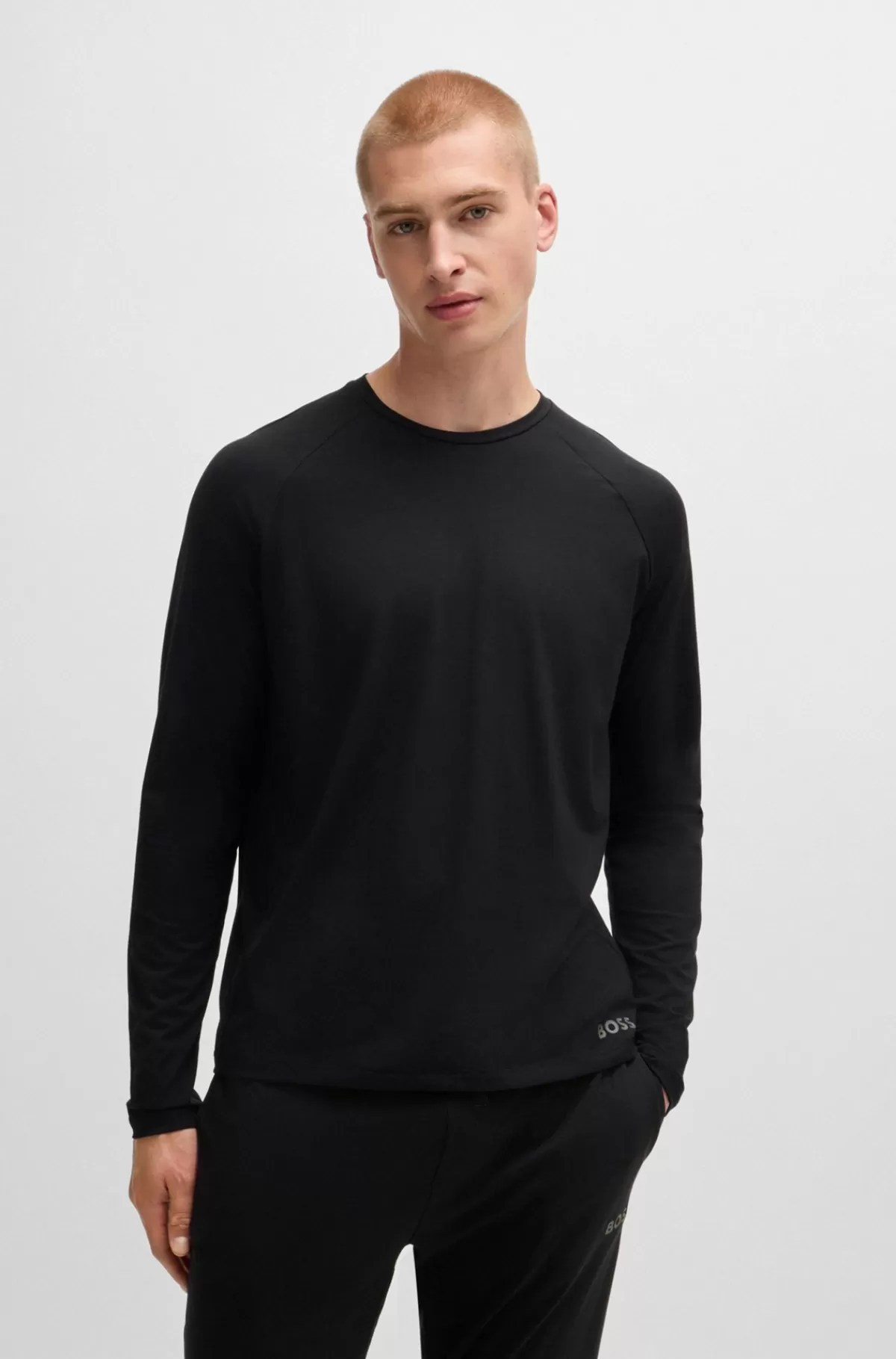 HUGO BOSS Pyjamas I Jersey Med Regular Fit Og Tone-i-tone Coverstitching Sort Fashion