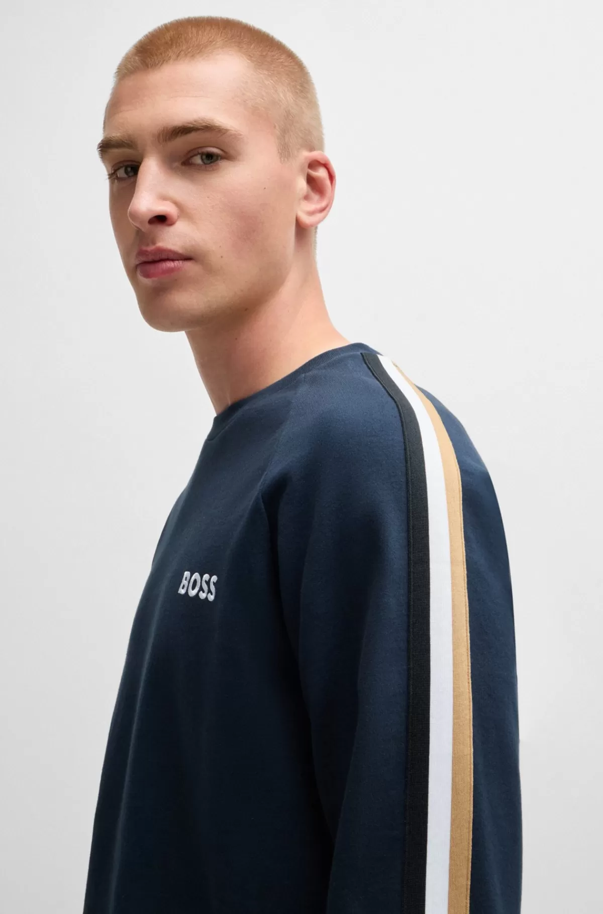 HUGO BOSS Pyjamas I Sweatkvalitet Af Bomuld Med Logo Og Påsyet Bånd Mørkeblå Best Sale