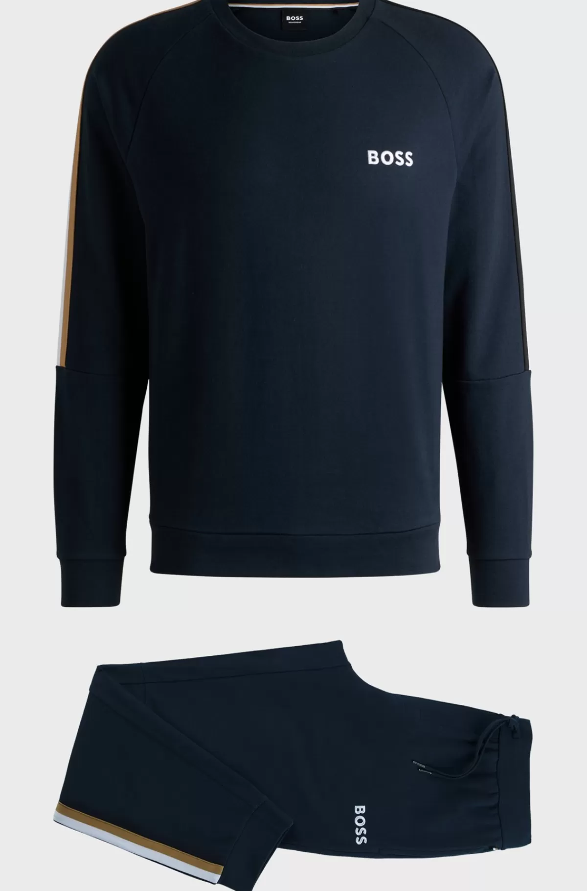 HUGO BOSS Pyjamas I Sweatkvalitet Af Bomuld Med Logo Og Påsyet Bånd Mørkeblå Best Sale