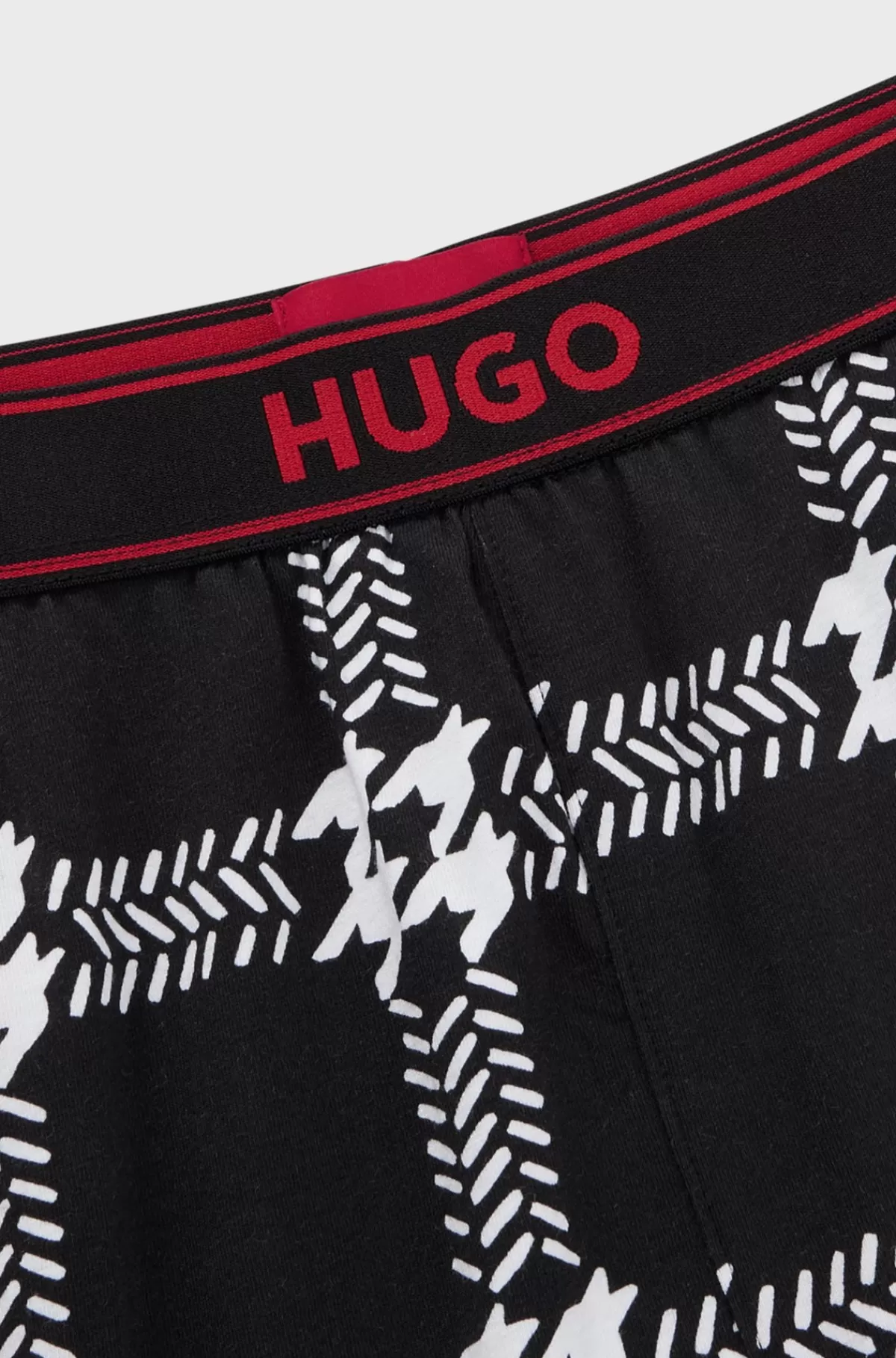 HUGO BOSS Pyjamas Med Korte ærmer Og Ben I Bomuld Med Stræk Og Hanefjedsprint Sort Shop