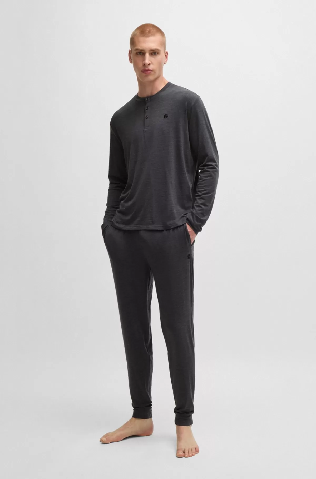 HUGO BOSS Pyjamas Med Regular Fit Og Dobbelt B-monogrammer Grå Hot