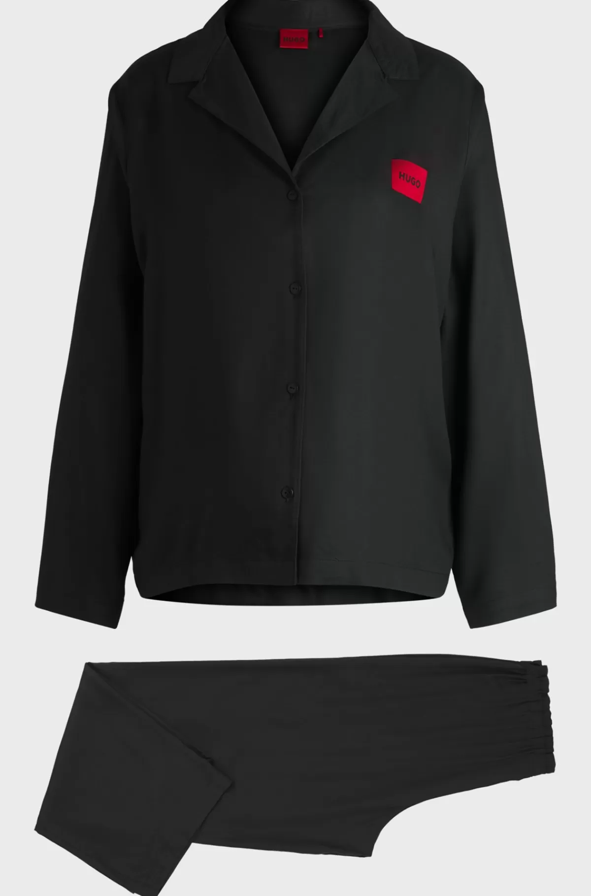 HUGO BOSS Pyjamas Med Relaxed Fit Og Brandede Knapper Sort New
