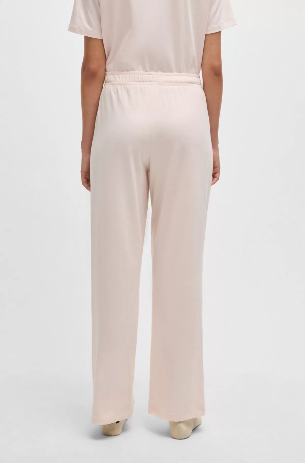 HUGO BOSS Pyjamasbukser I Bomuld Med Stræk Og Brandede Løbesnore Lys pink Outlet